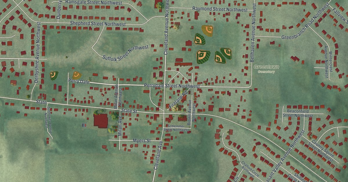 Map of Greentown, Ohio in 2026