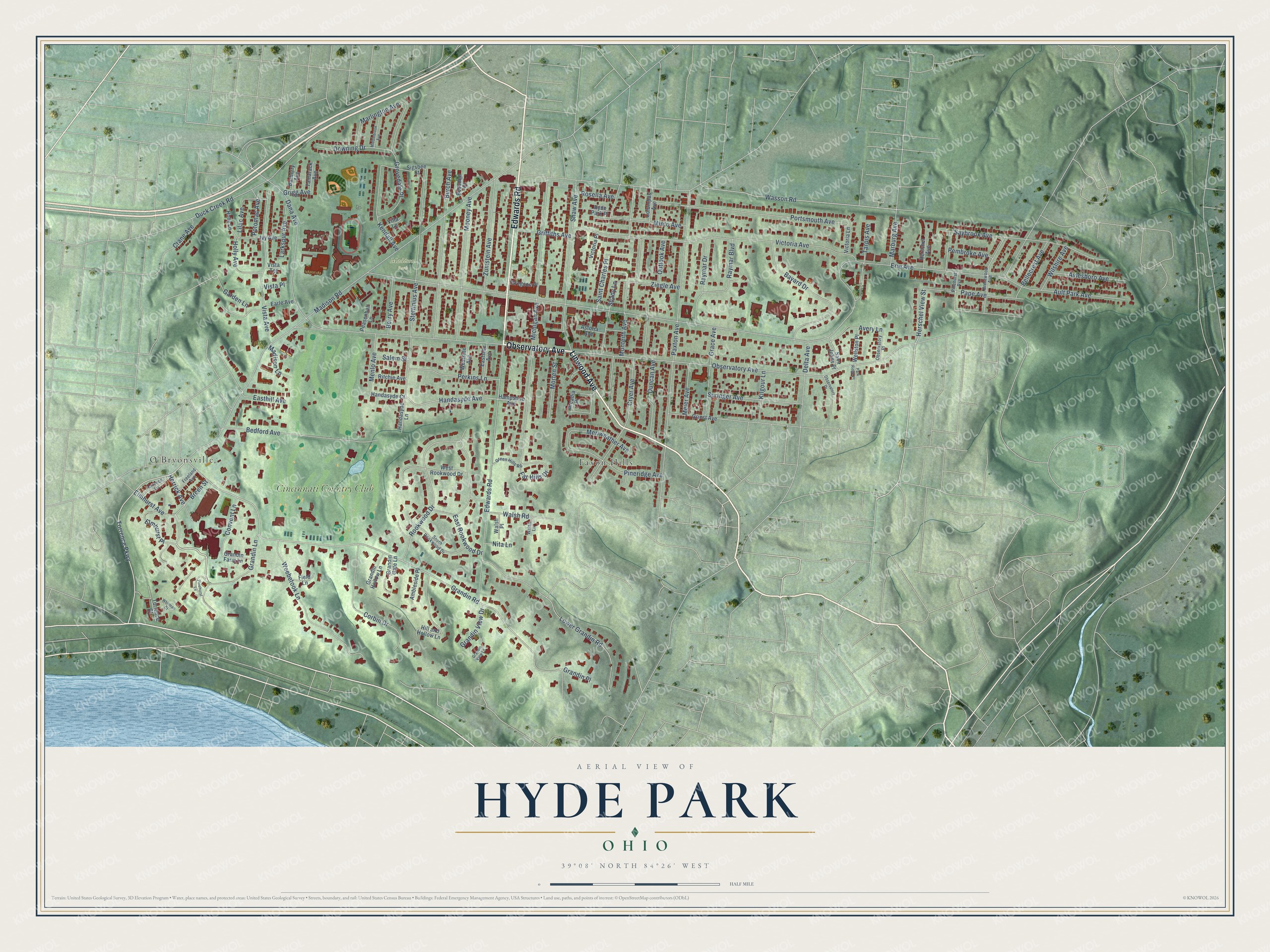 Watermarked full-map preview of Hyde Park, Ohio