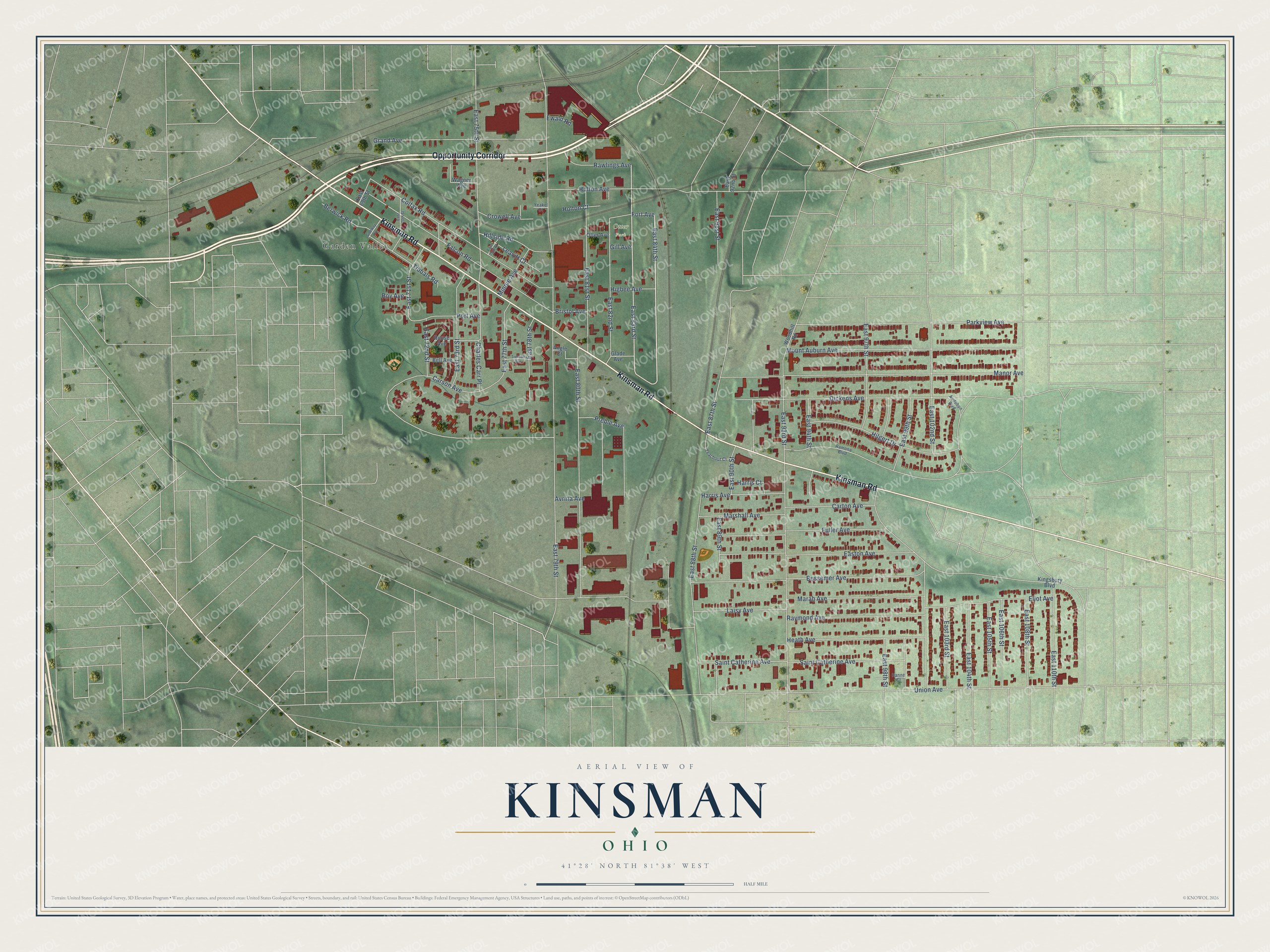 Watermarked full-map preview of Kinsman, Ohio