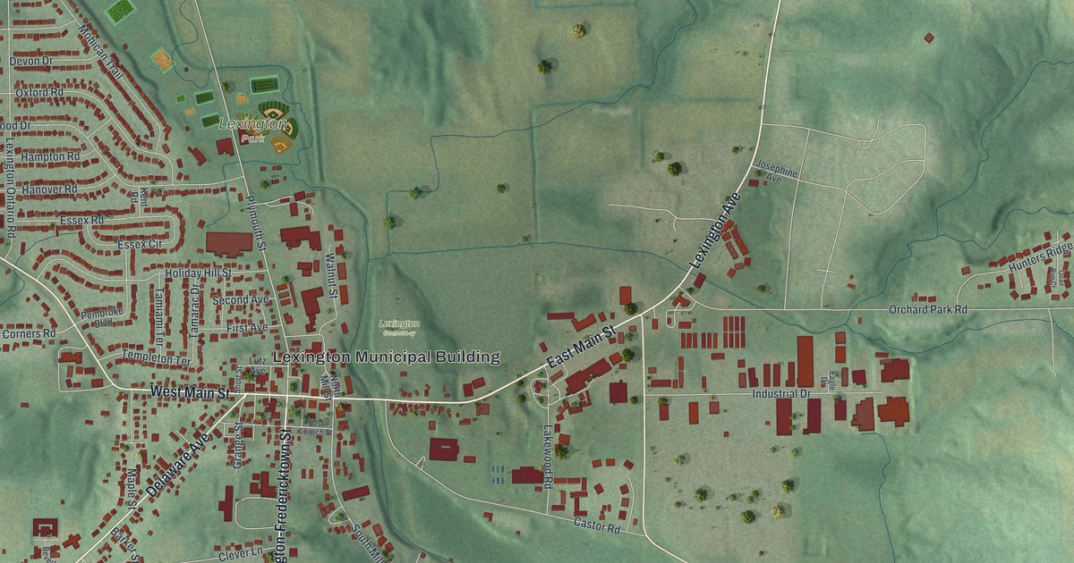 Map of Lexington, Ohio in 2026