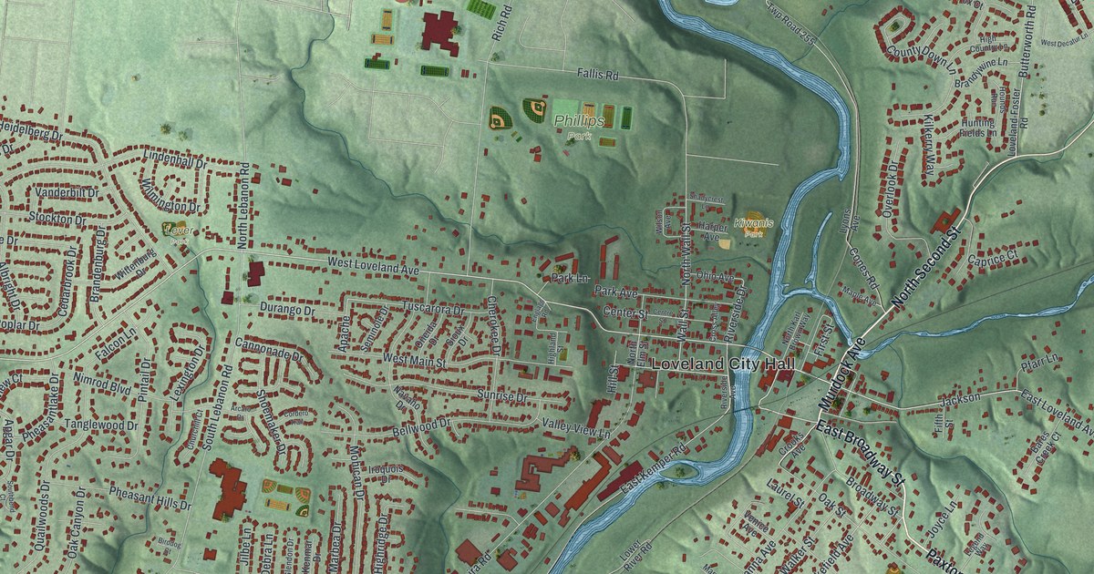 Map of Loveland, Ohio in 2026