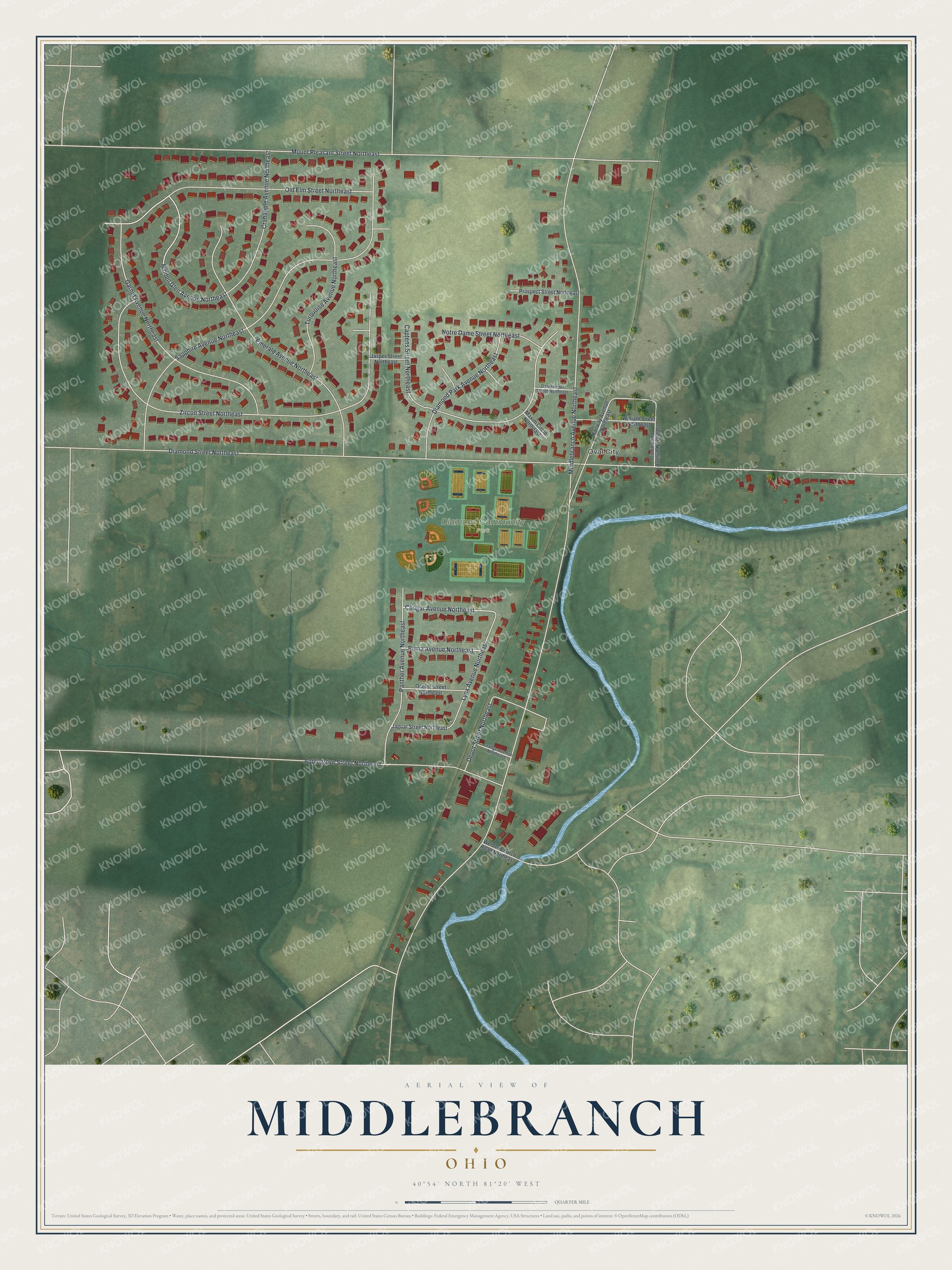 Watermarked full-map preview of Middlebranch, Ohio