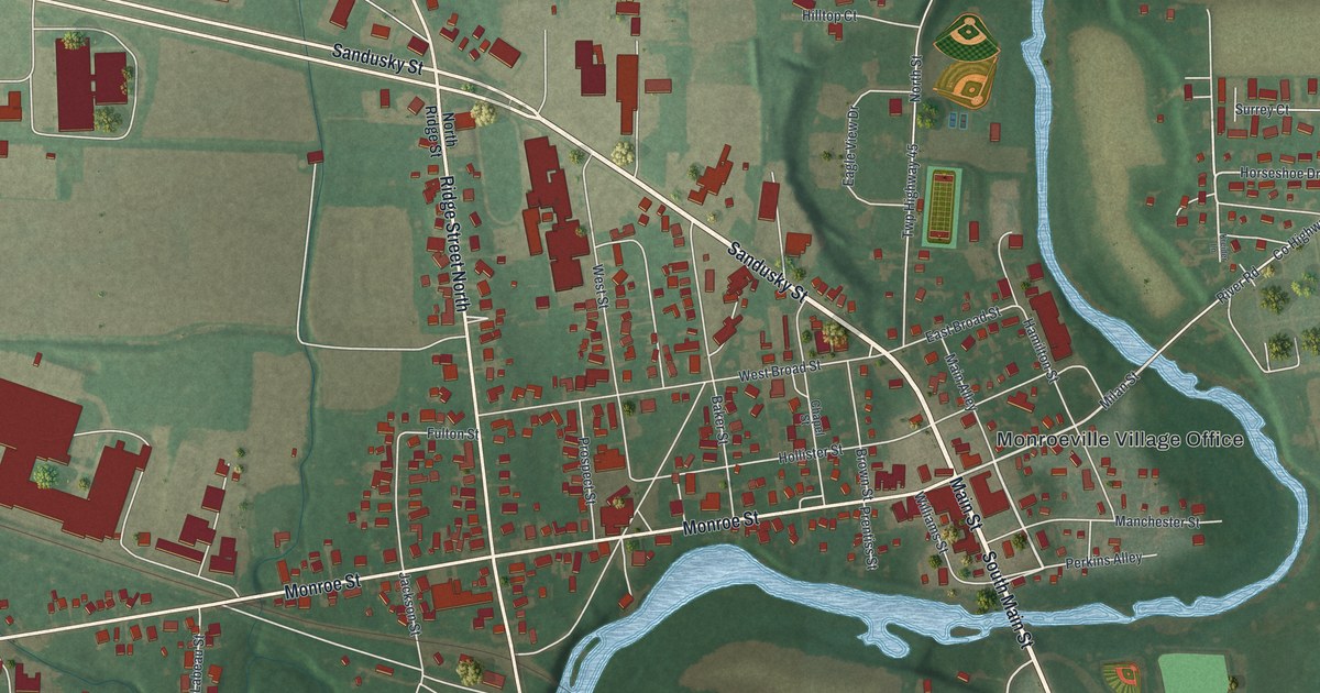 Map of Monroeville, Ohio in 2026