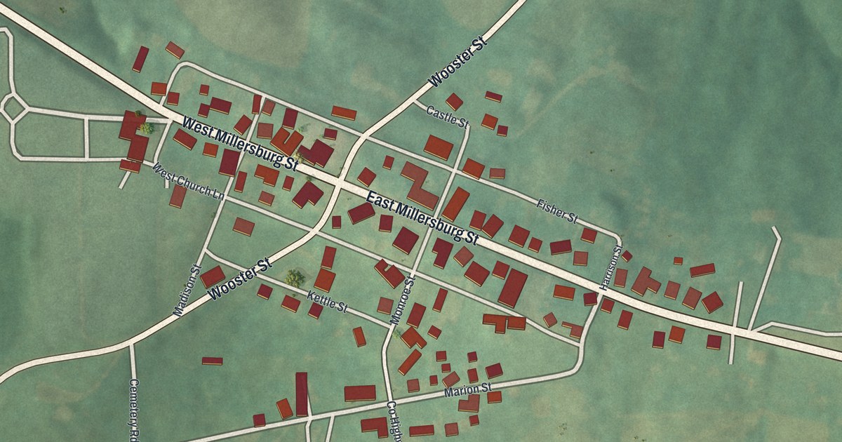 Map of Nashville, Ohio in 2026
