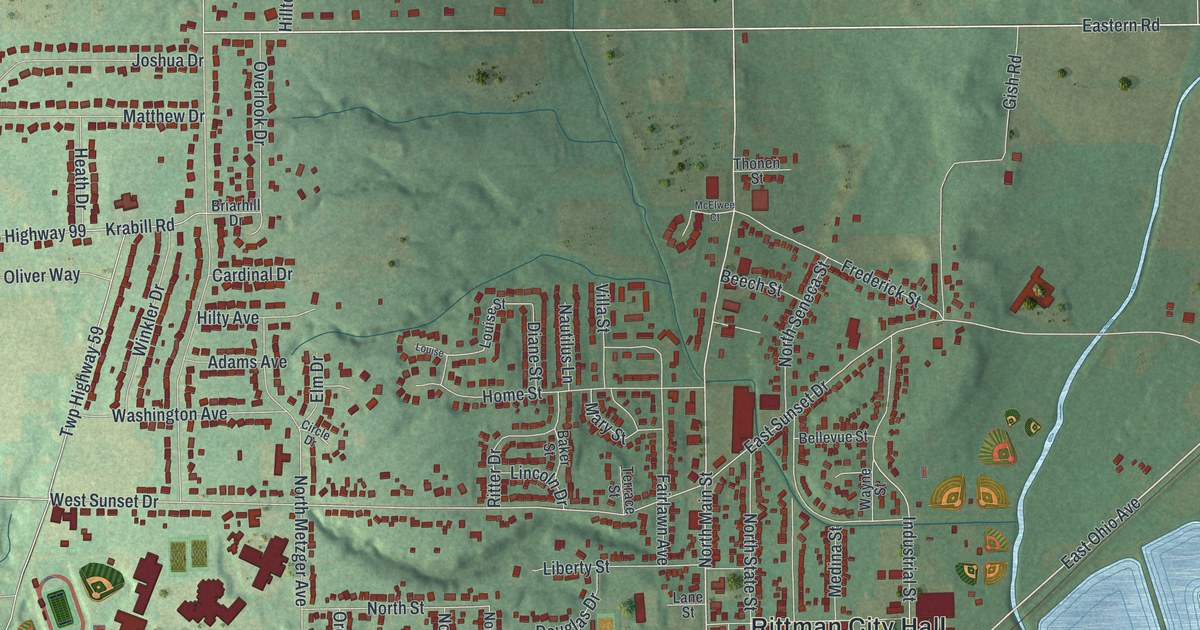 Map of Rittman, Ohio in 2026