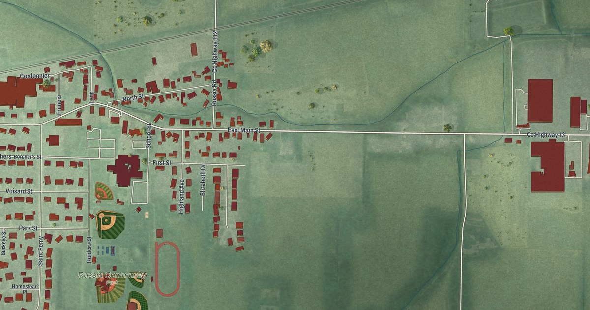 Map of Russia, Ohio in 2026