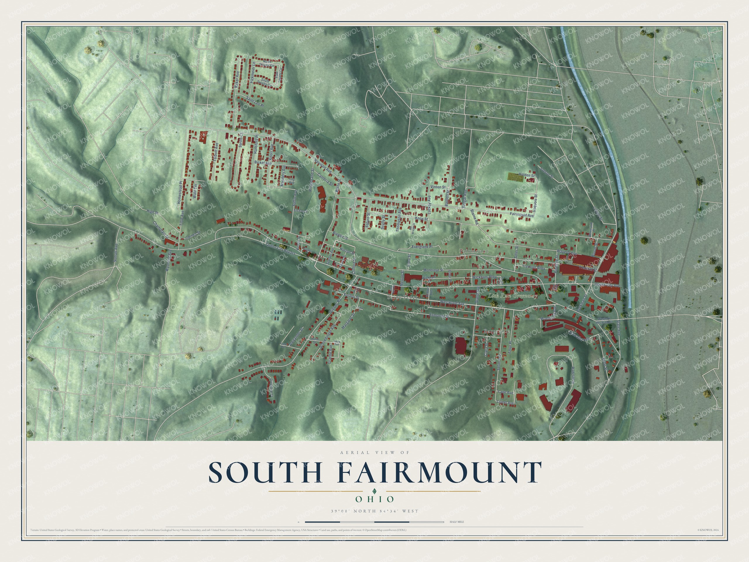 Watermarked full-map preview of South Fairmount, Ohio