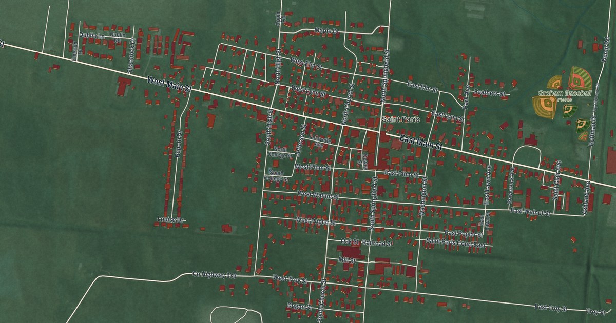 Map of St. Paris, Ohio in 2026