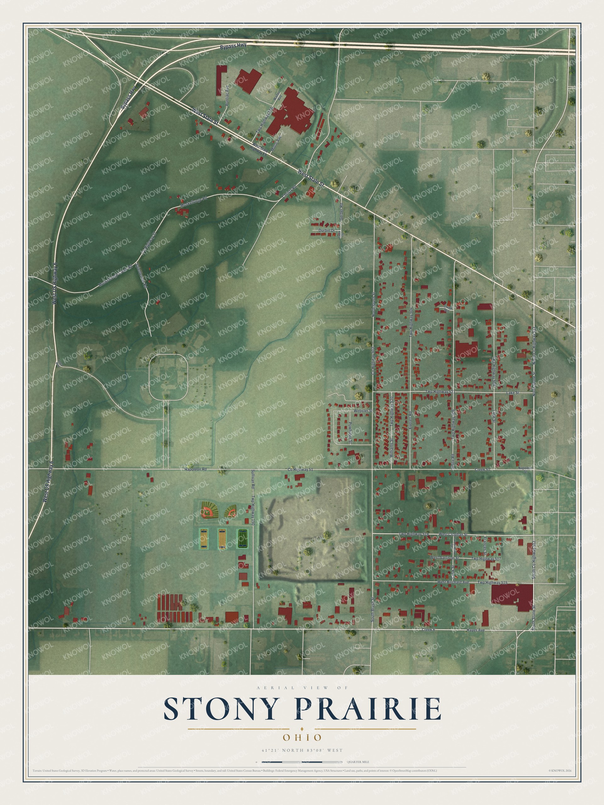 Watermarked full-map preview of Stony Prairie, Ohio