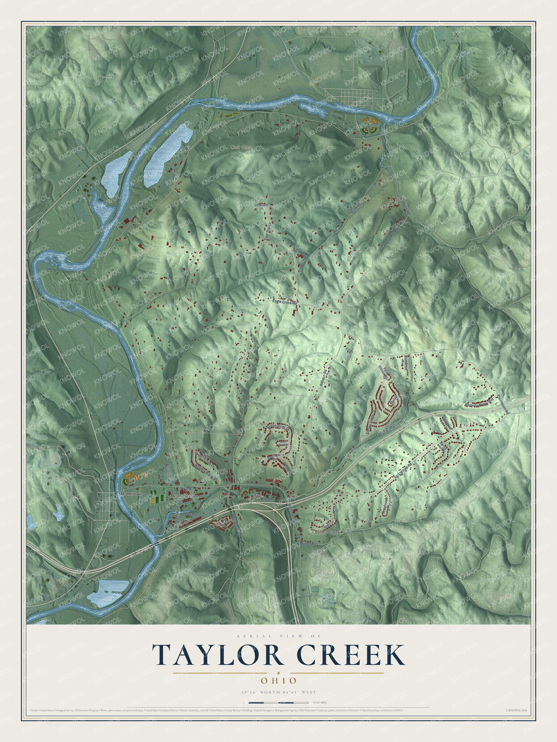 Watermarked full-map preview of Taylor Creek, Ohio