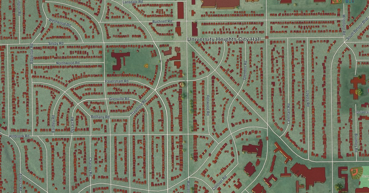 Map of University Heights, Ohio in 2026