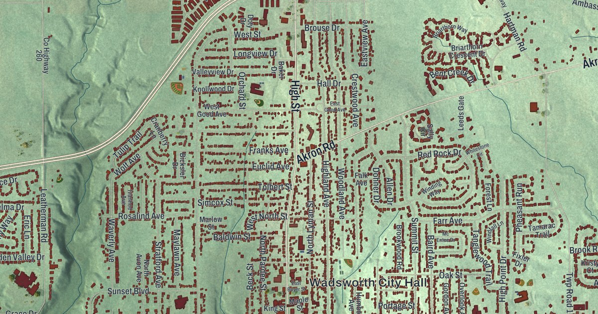 Map of Wadsworth, Ohio in 2026