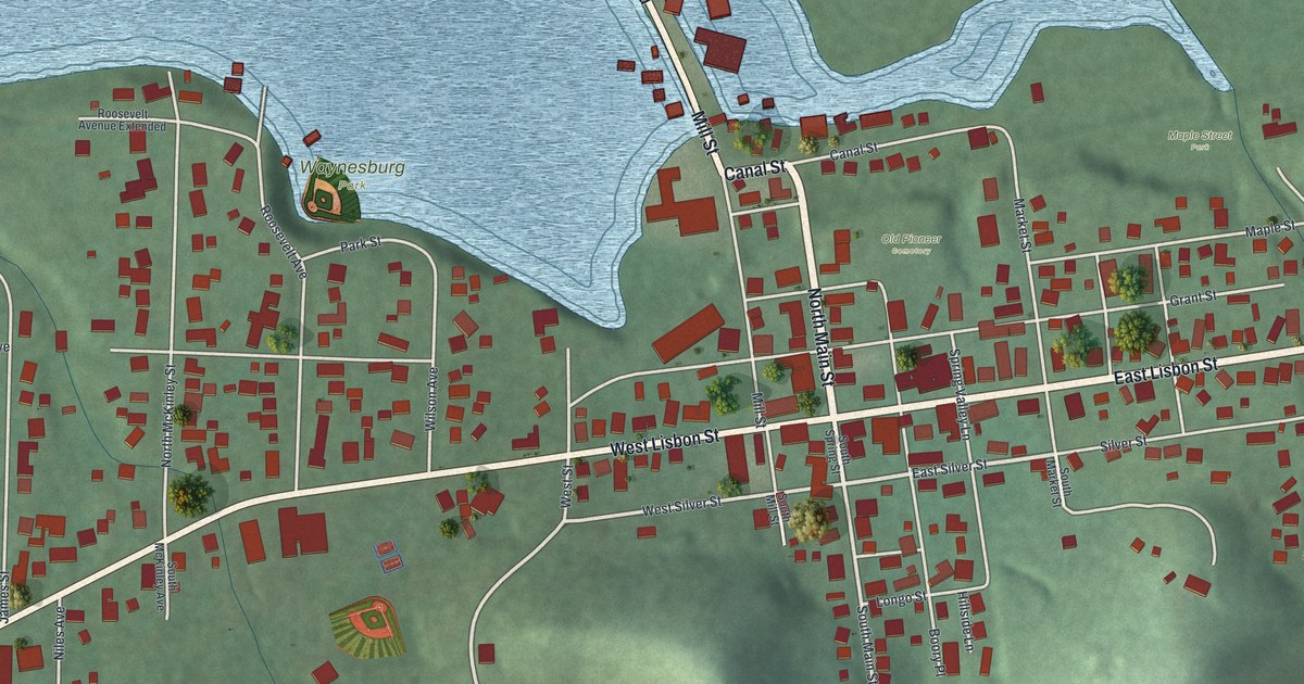 Map of Waynesburg, Ohio in 2026