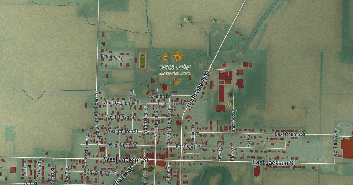 Map of West Unity, Ohio in 2026