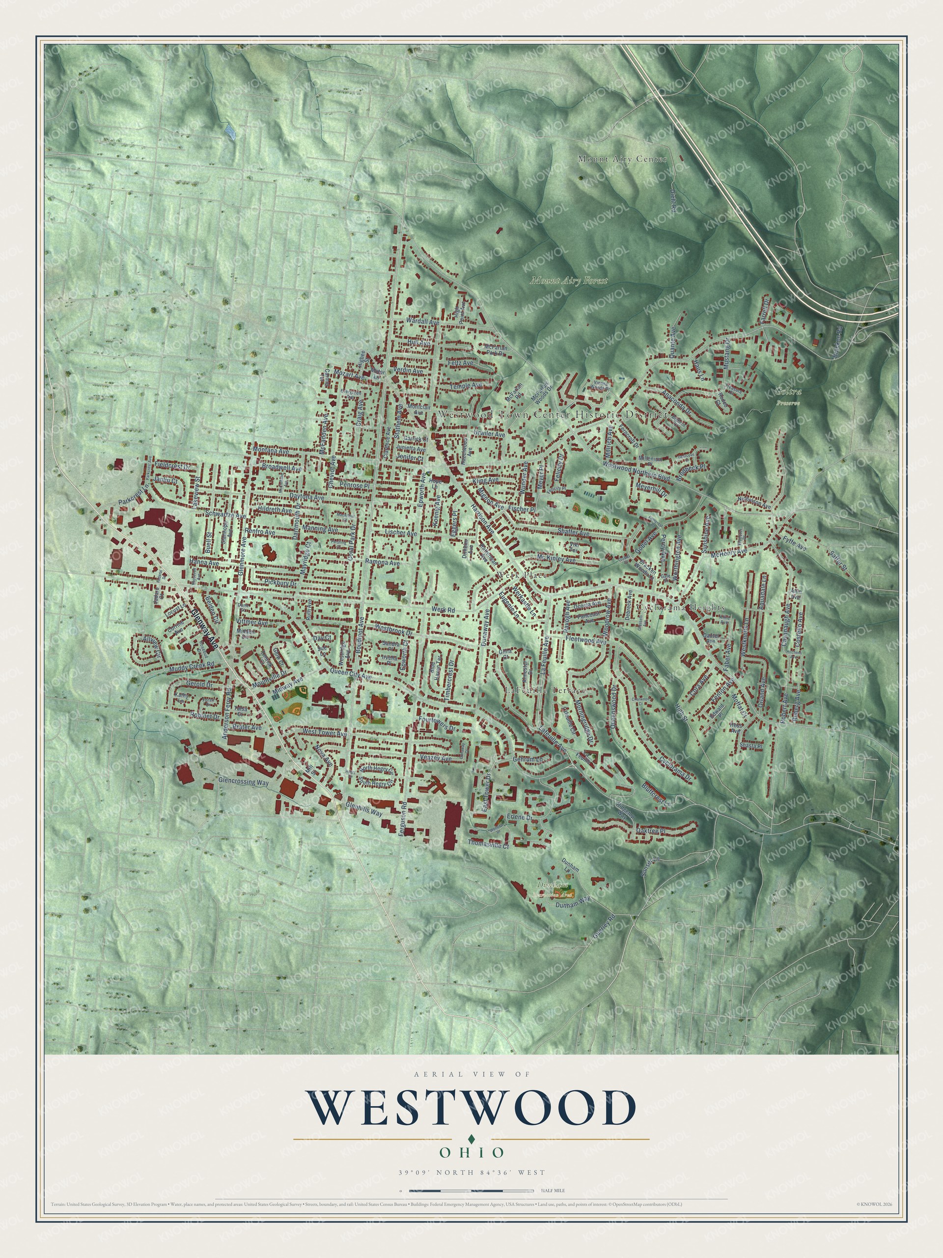 Watermarked full-map preview of Westwood, Ohio