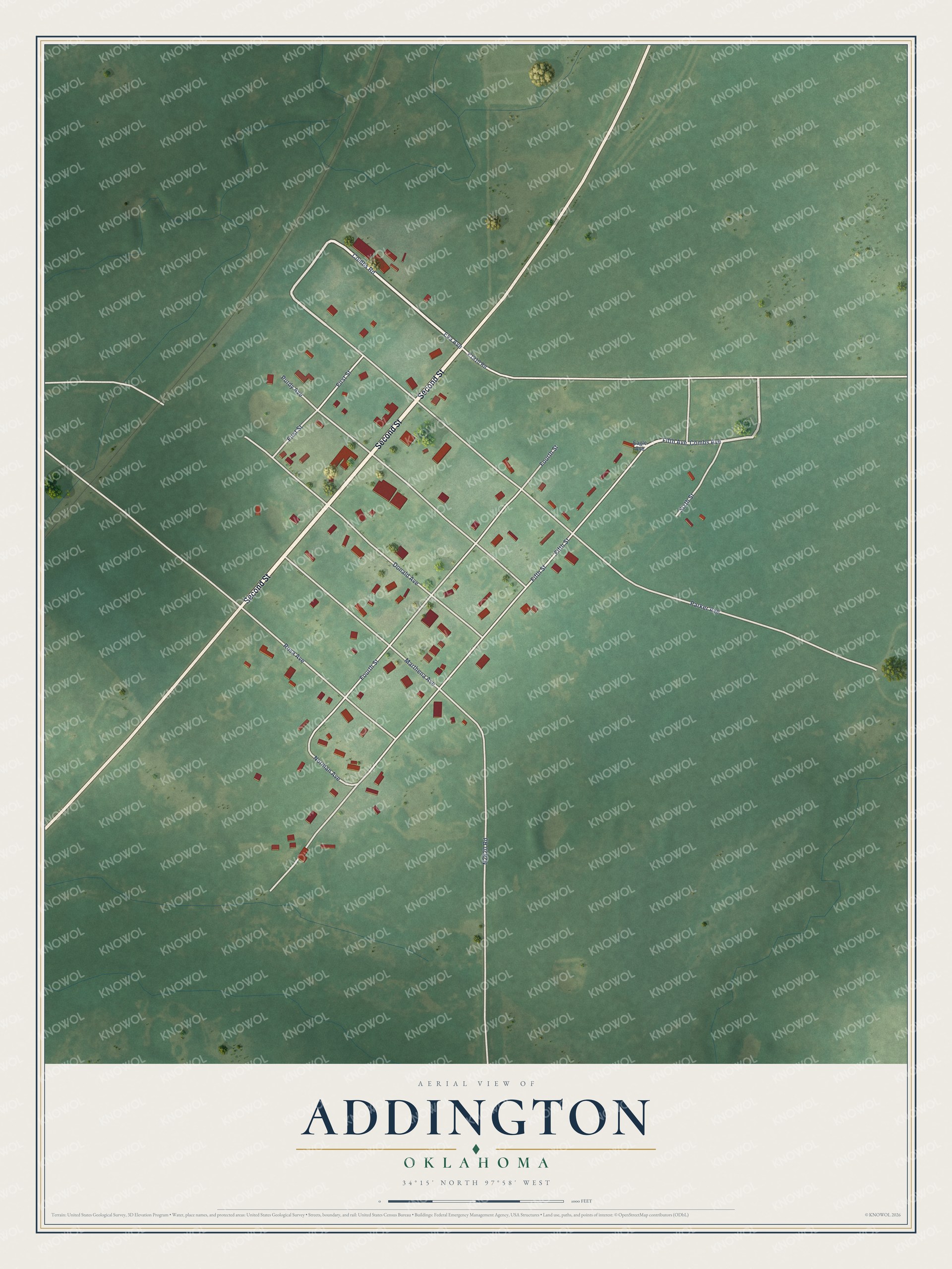 Watermarked full-map preview of Addington, Oklahoma