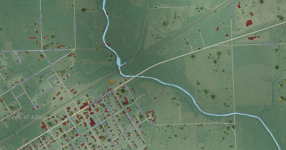 Map of Afton, Oklahoma in 2026