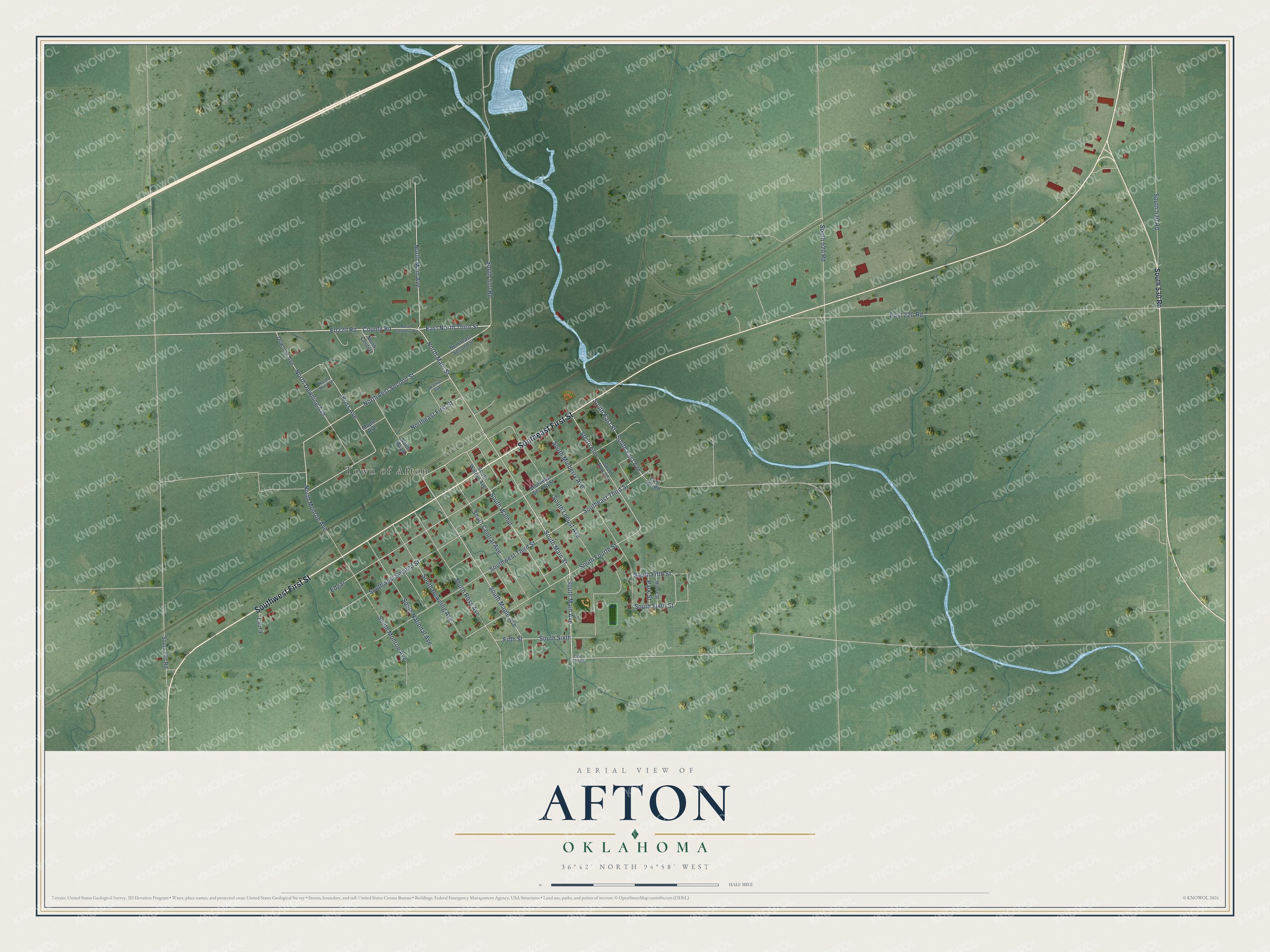 Watermarked full-map preview of Afton, Oklahoma