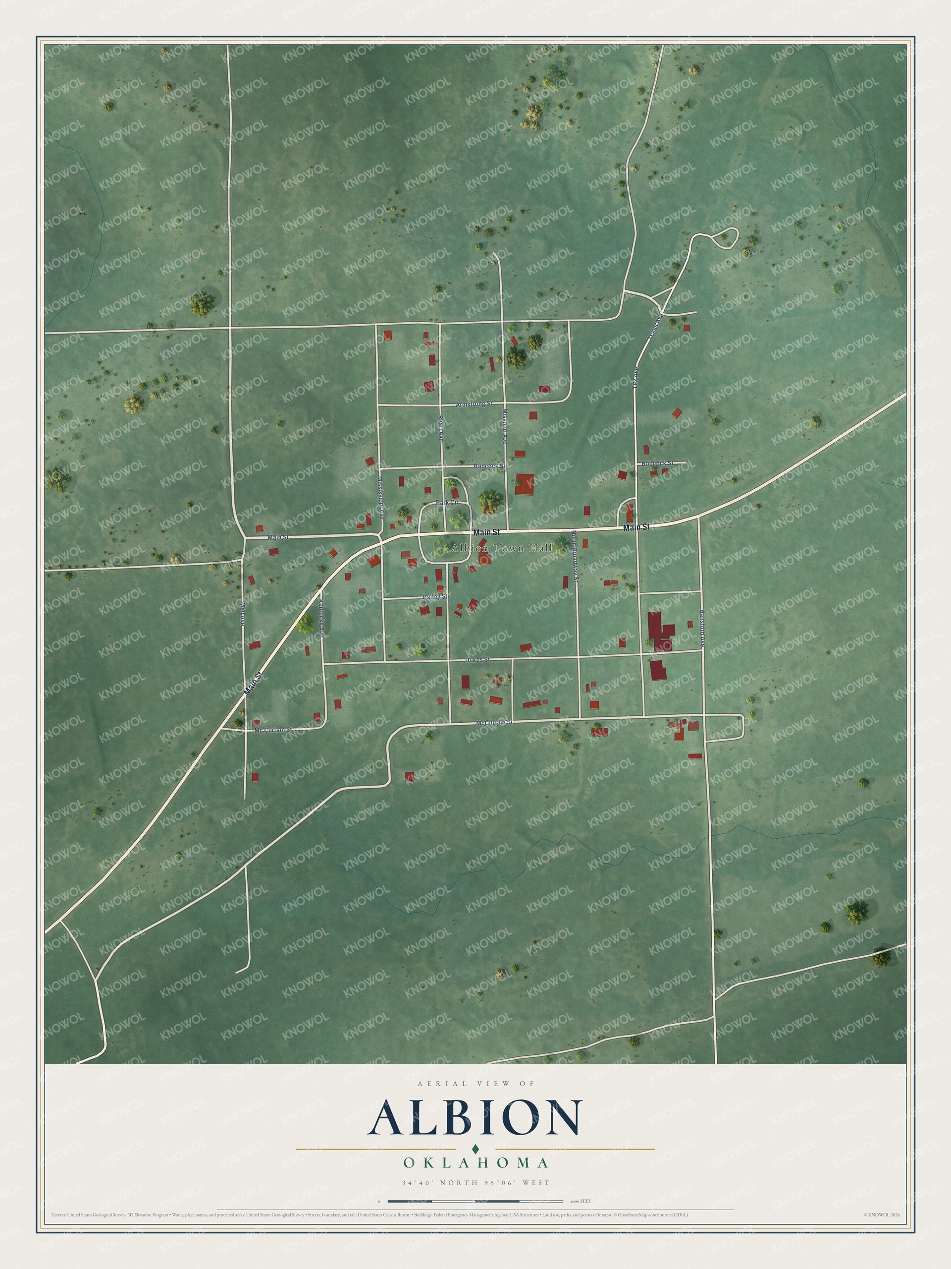 Watermarked full-map preview of Albion, Oklahoma