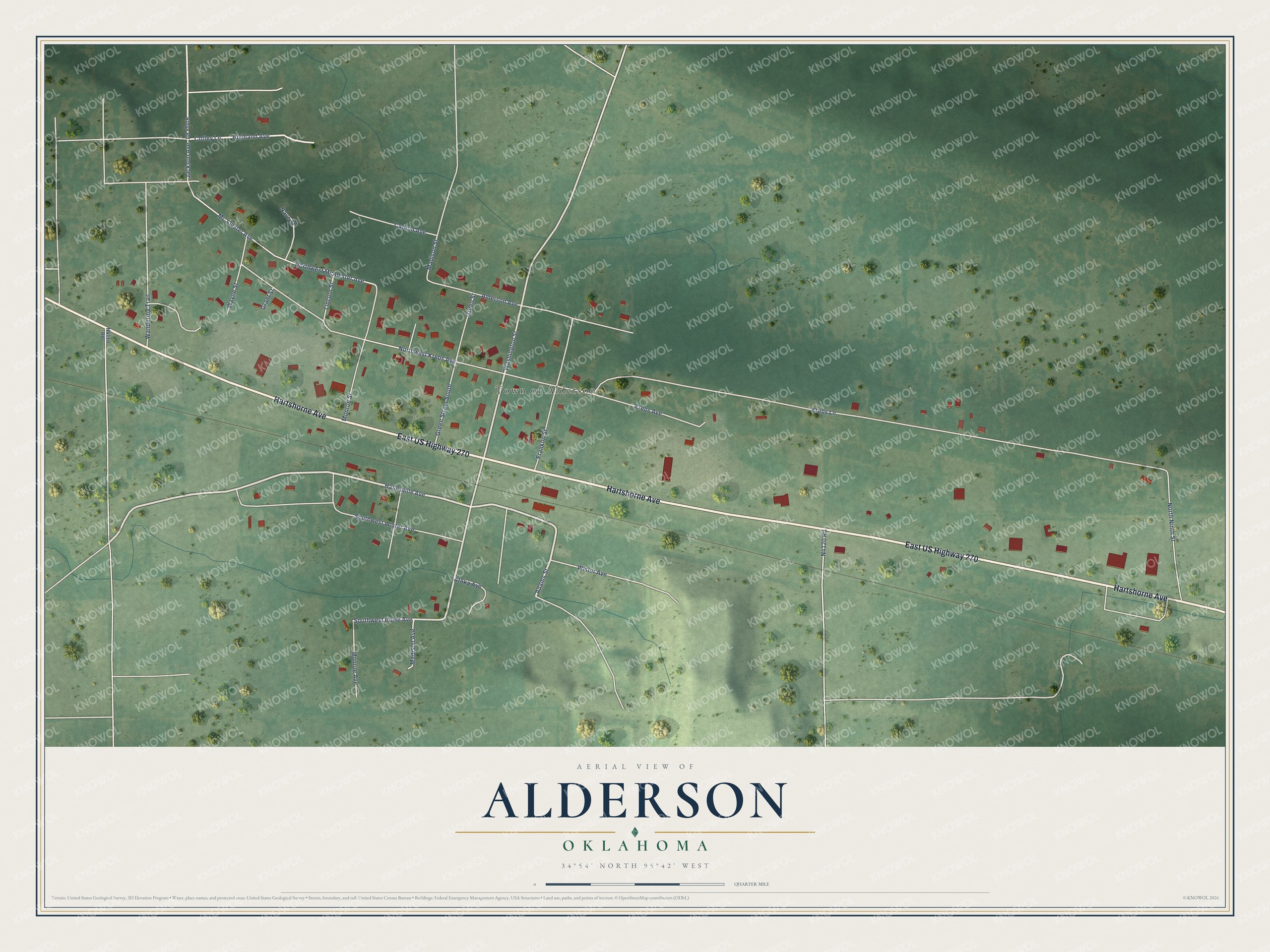 Watermarked full-map preview of Alderson, Oklahoma