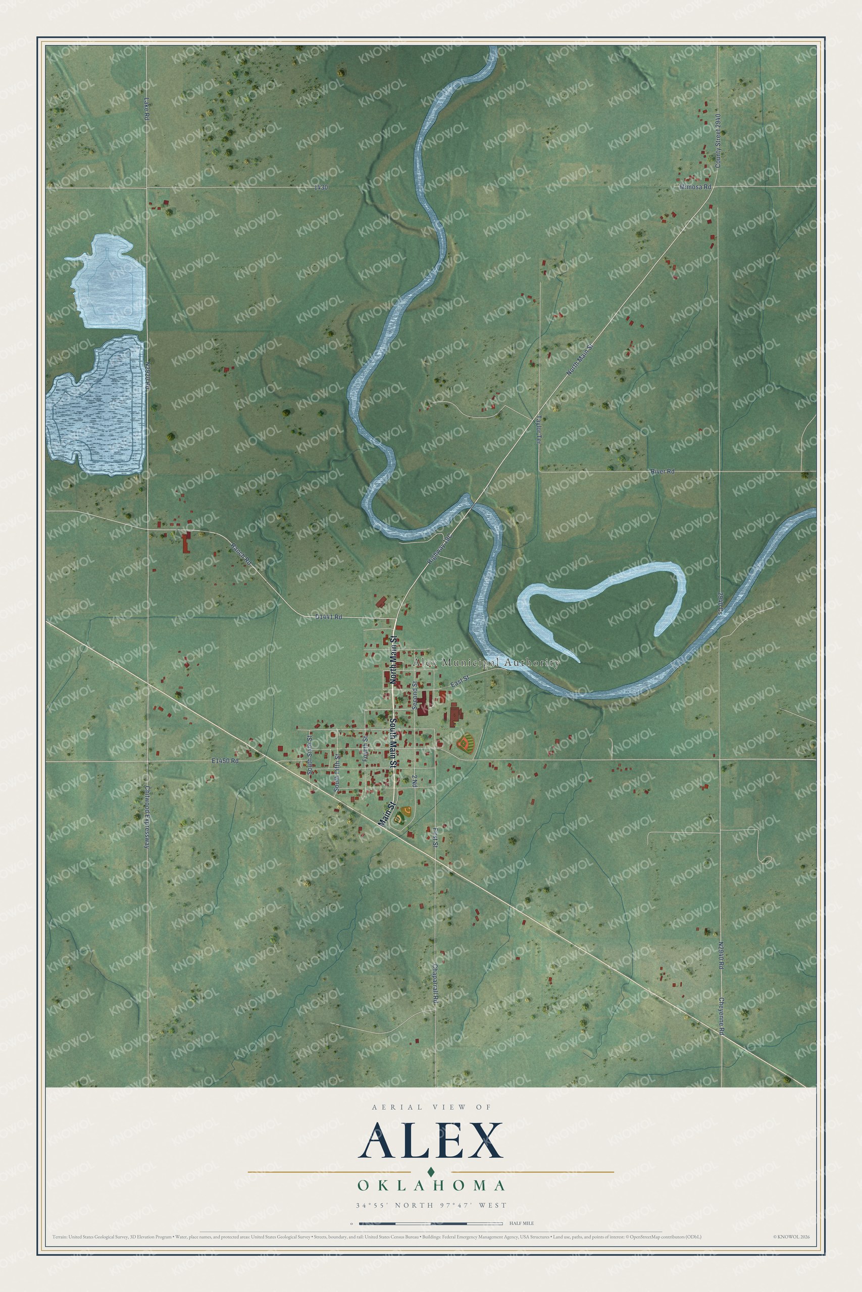 Watermarked full-map preview of Alex, Oklahoma