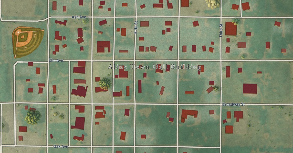 Map of Aline, Oklahoma in 2026
