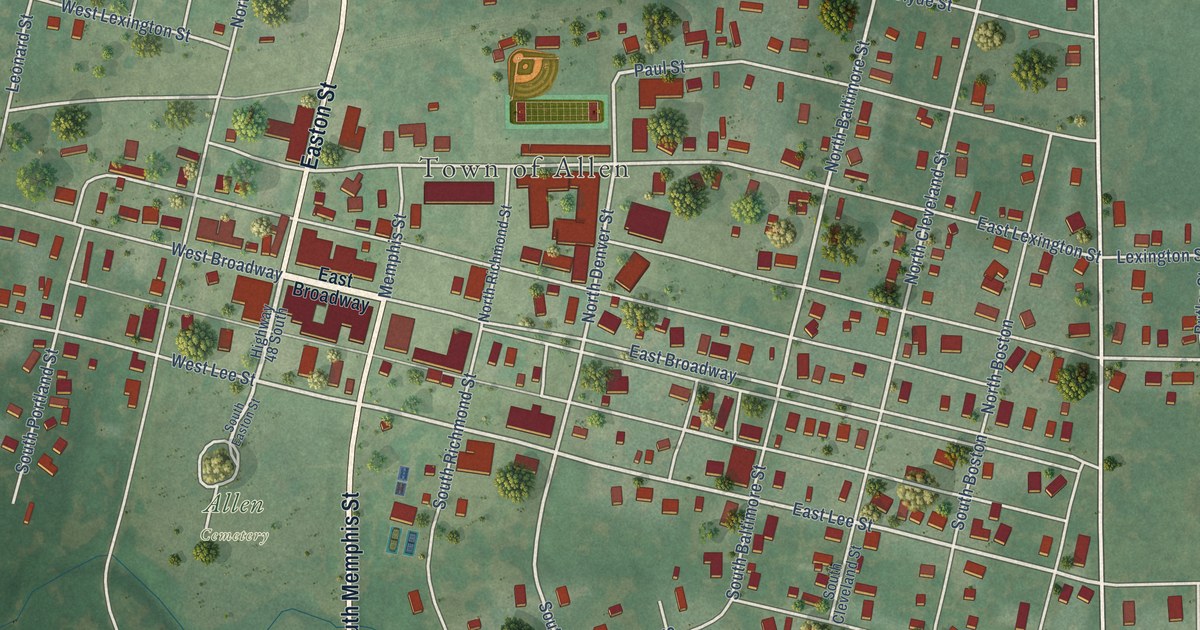 Map of Allen, Oklahoma in 2026