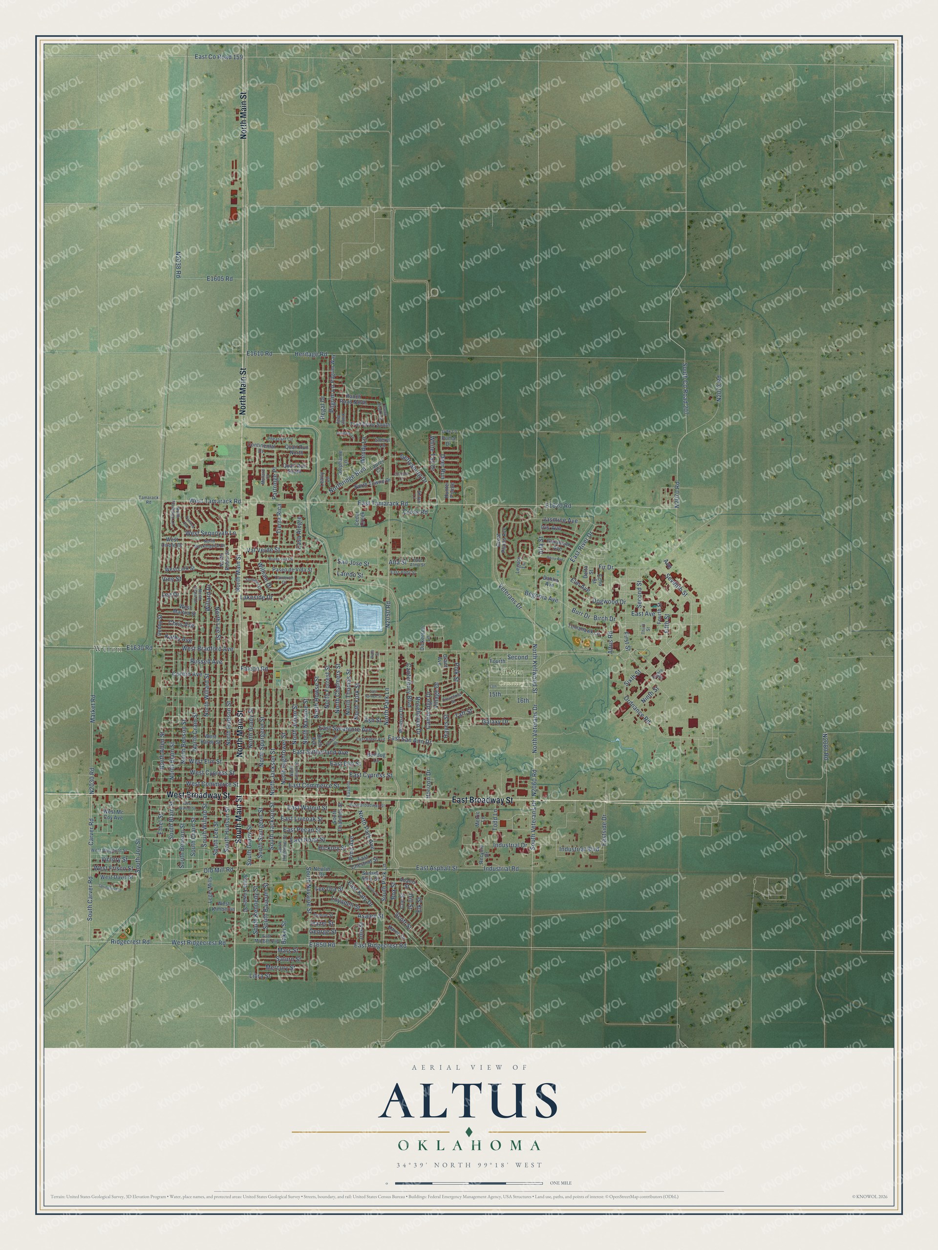 Watermarked full-map preview of Altus, Oklahoma
