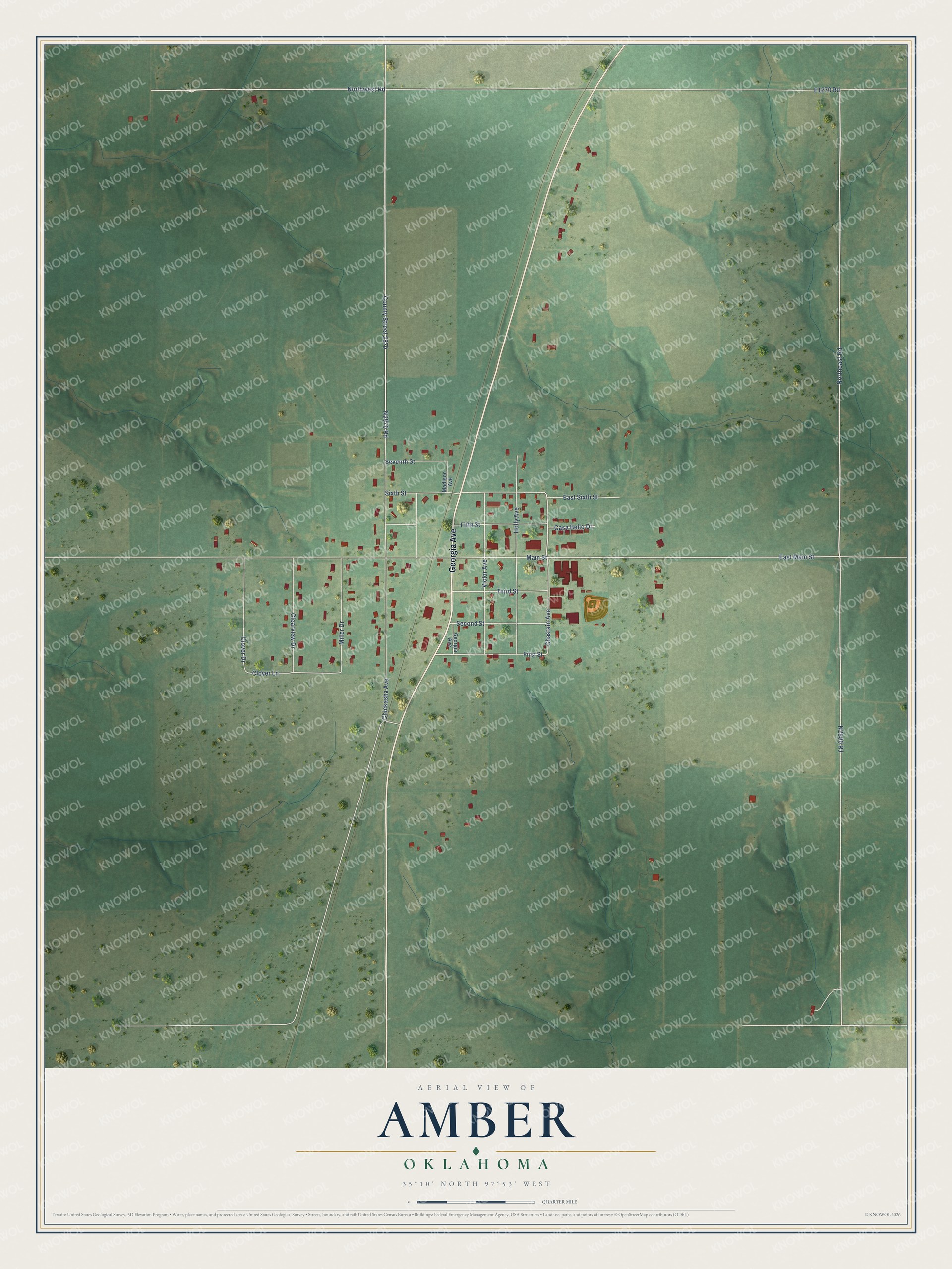 Watermarked full-map preview of Amber, Oklahoma