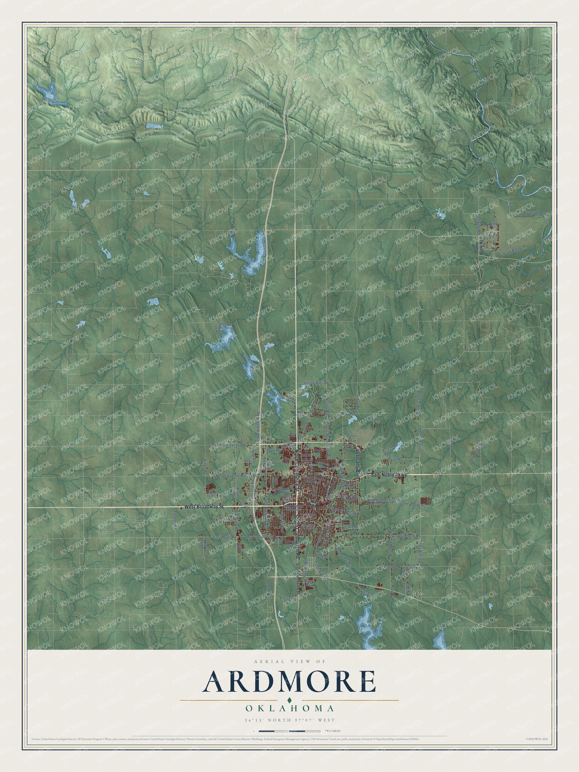 Watermarked full-map preview of Ardmore, Oklahoma