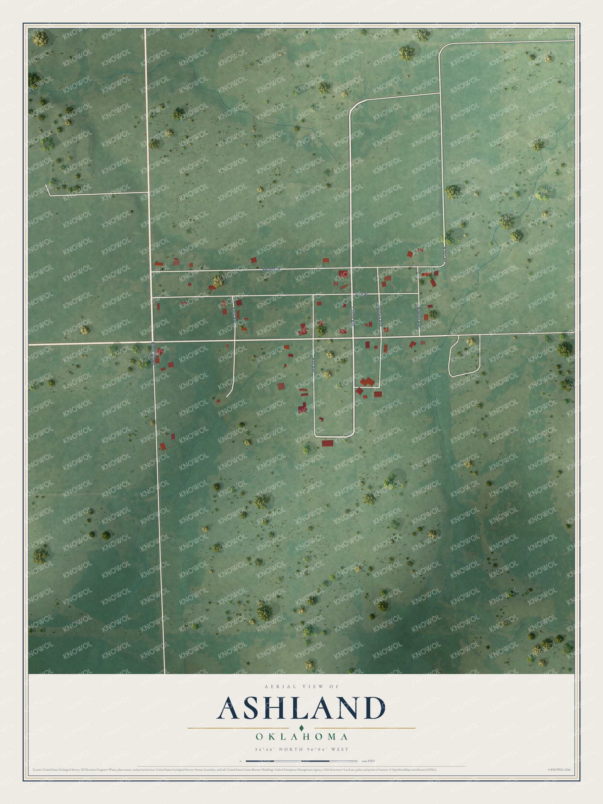 Watermarked full-map preview of Ashland, Oklahoma