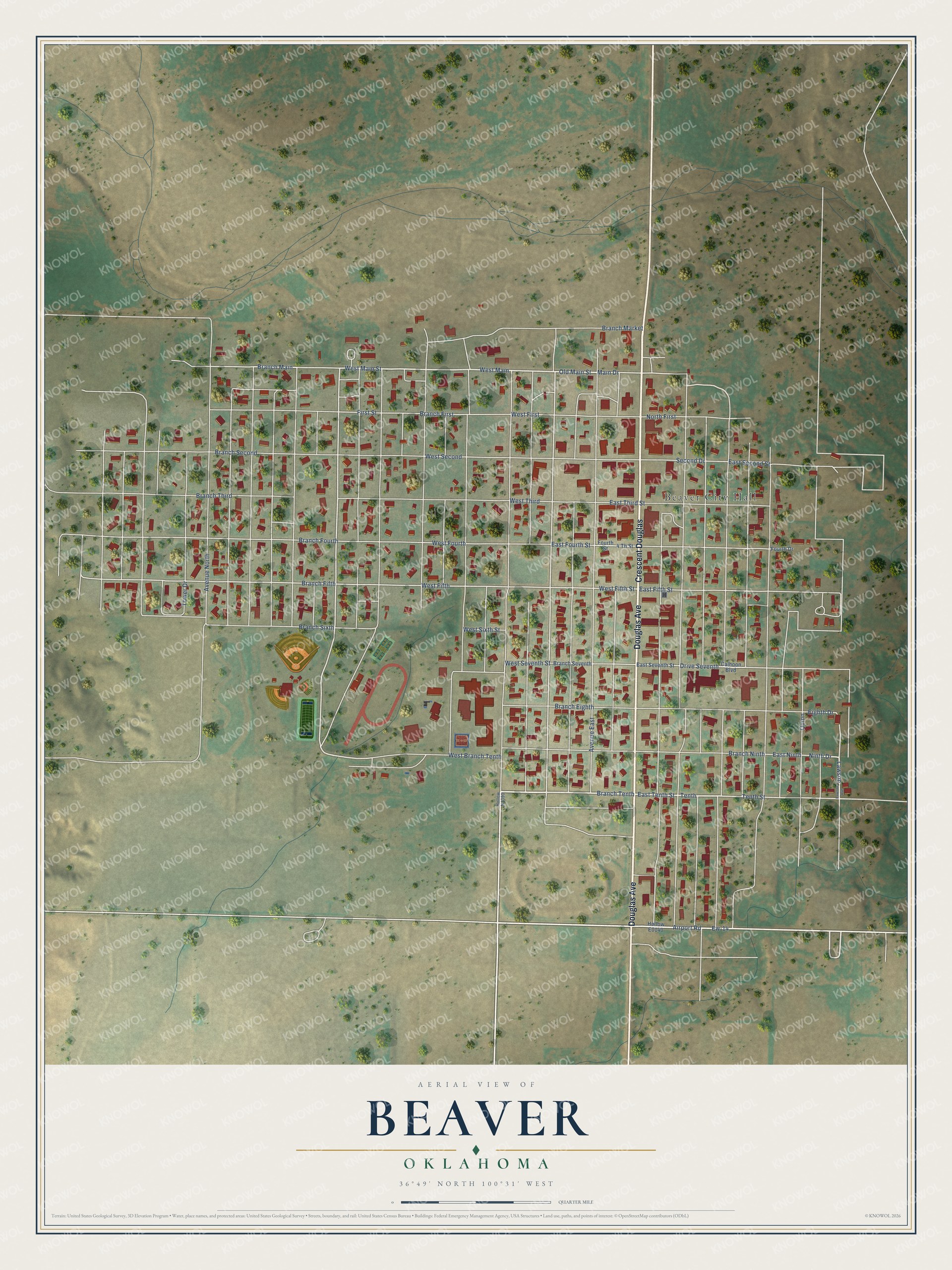 Watermarked full-map preview of Beaver, Oklahoma