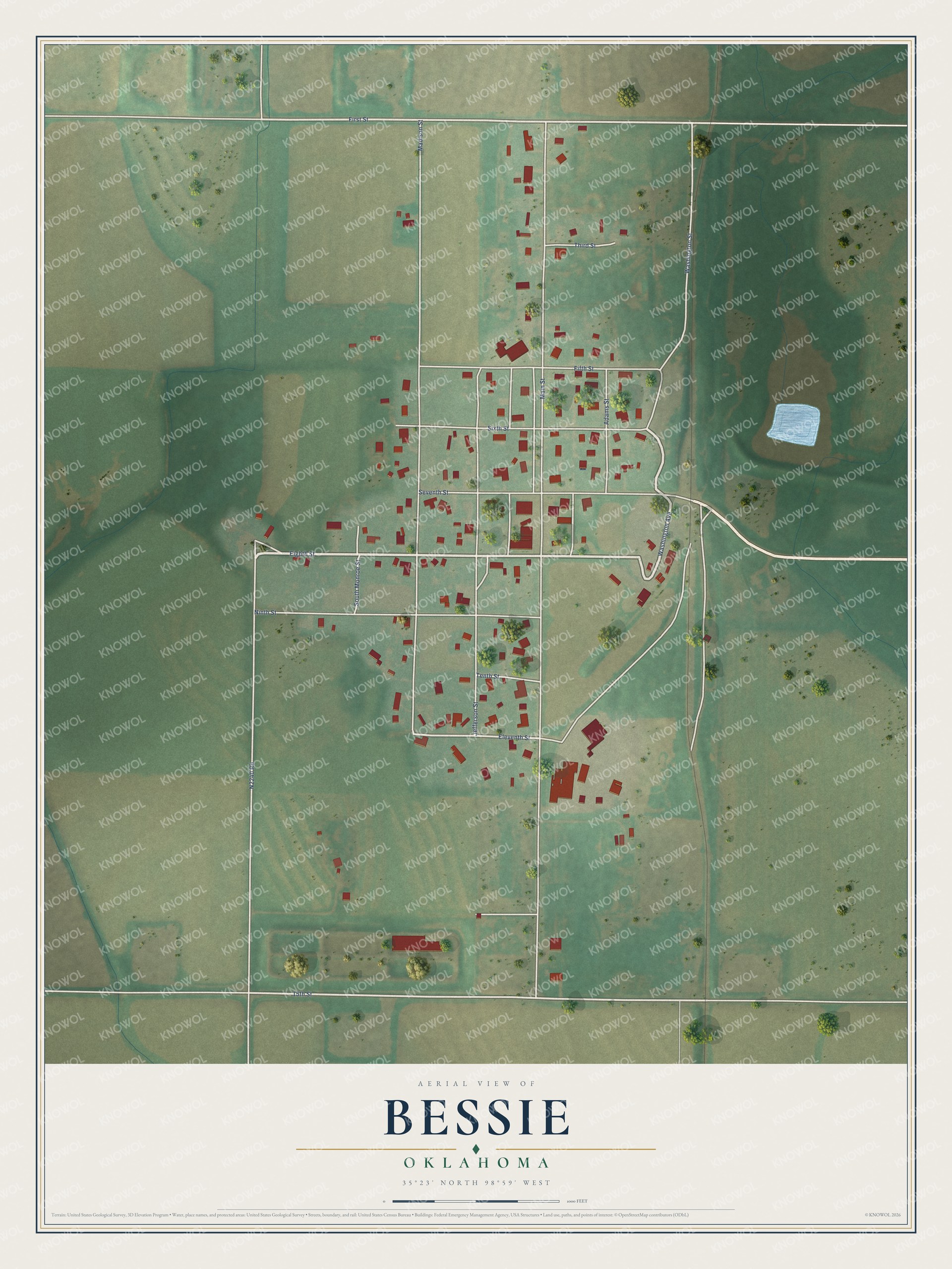 Watermarked full-map preview of Bessie, Oklahoma