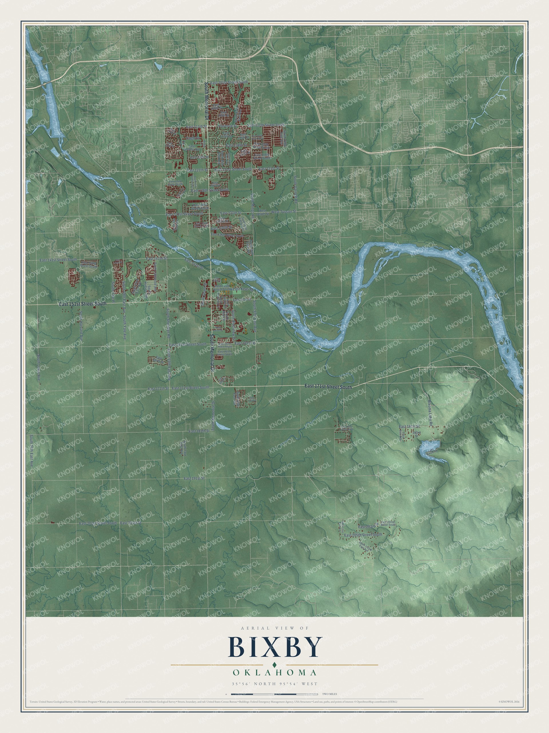 Watermarked full-map preview of Bixby, Oklahoma