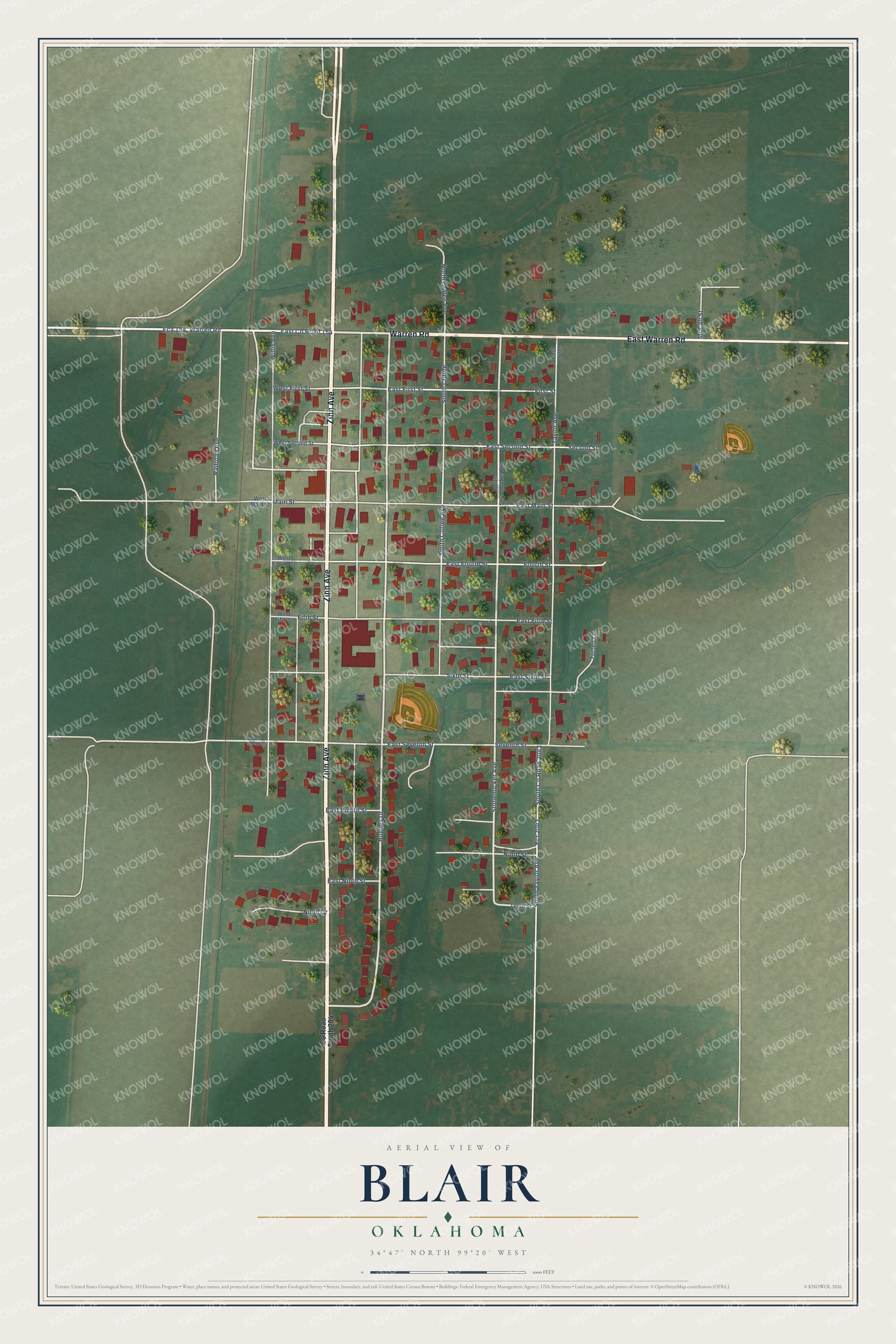 Watermarked full-map preview of Blair, Oklahoma