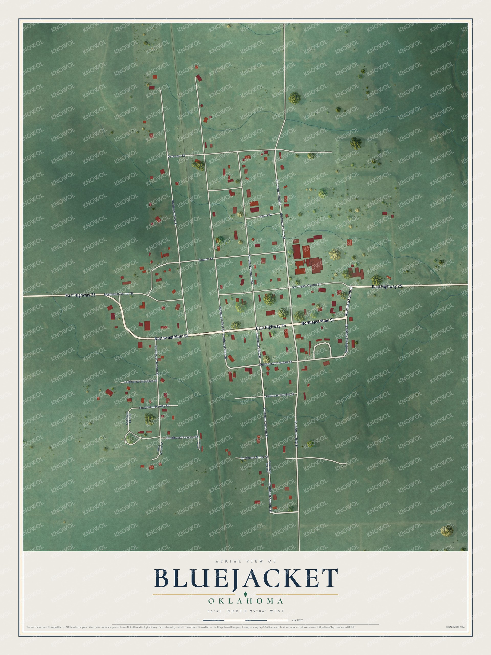 Watermarked full-map preview of Bluejacket, Oklahoma