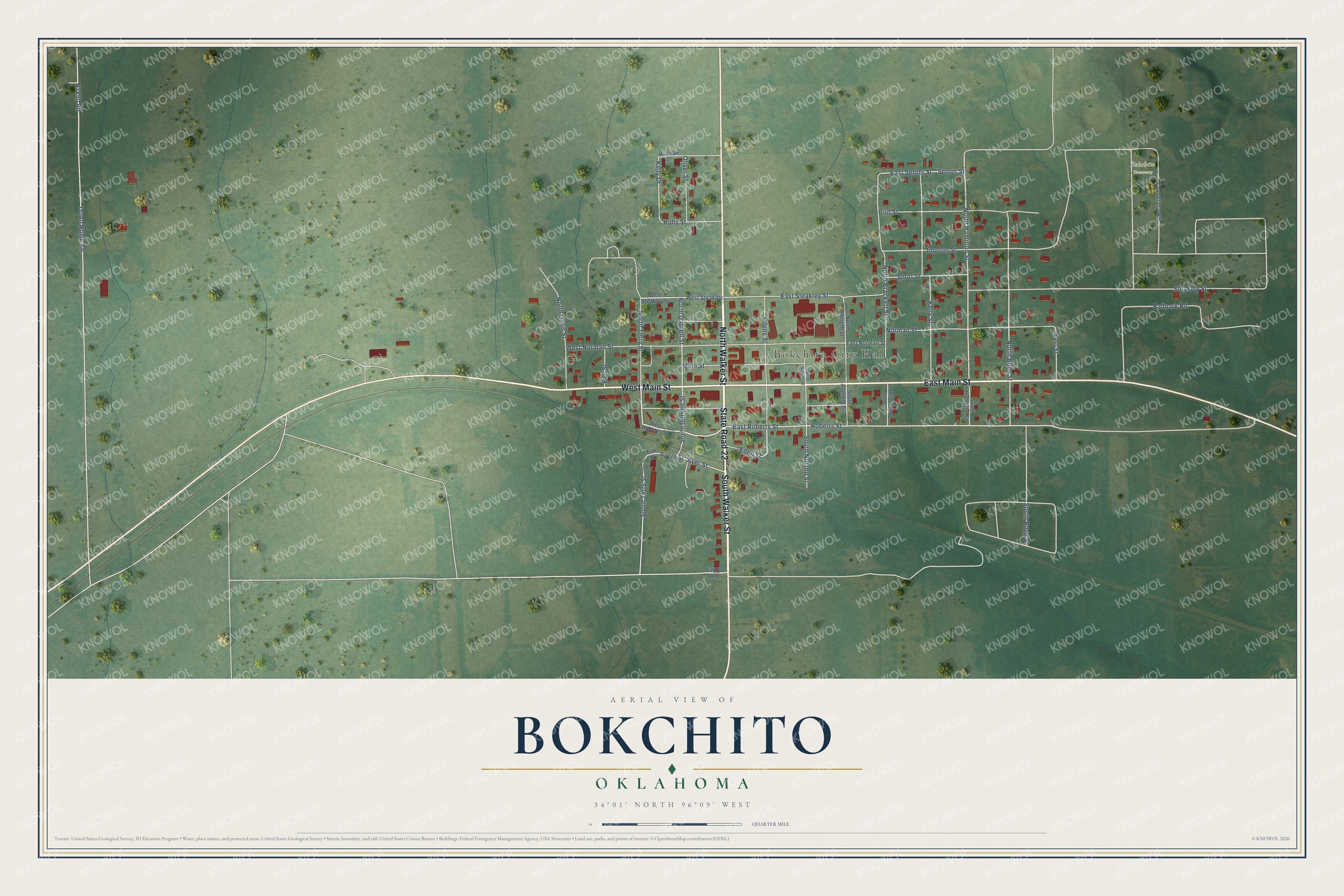 Watermarked full-map preview of Bokchito, Oklahoma