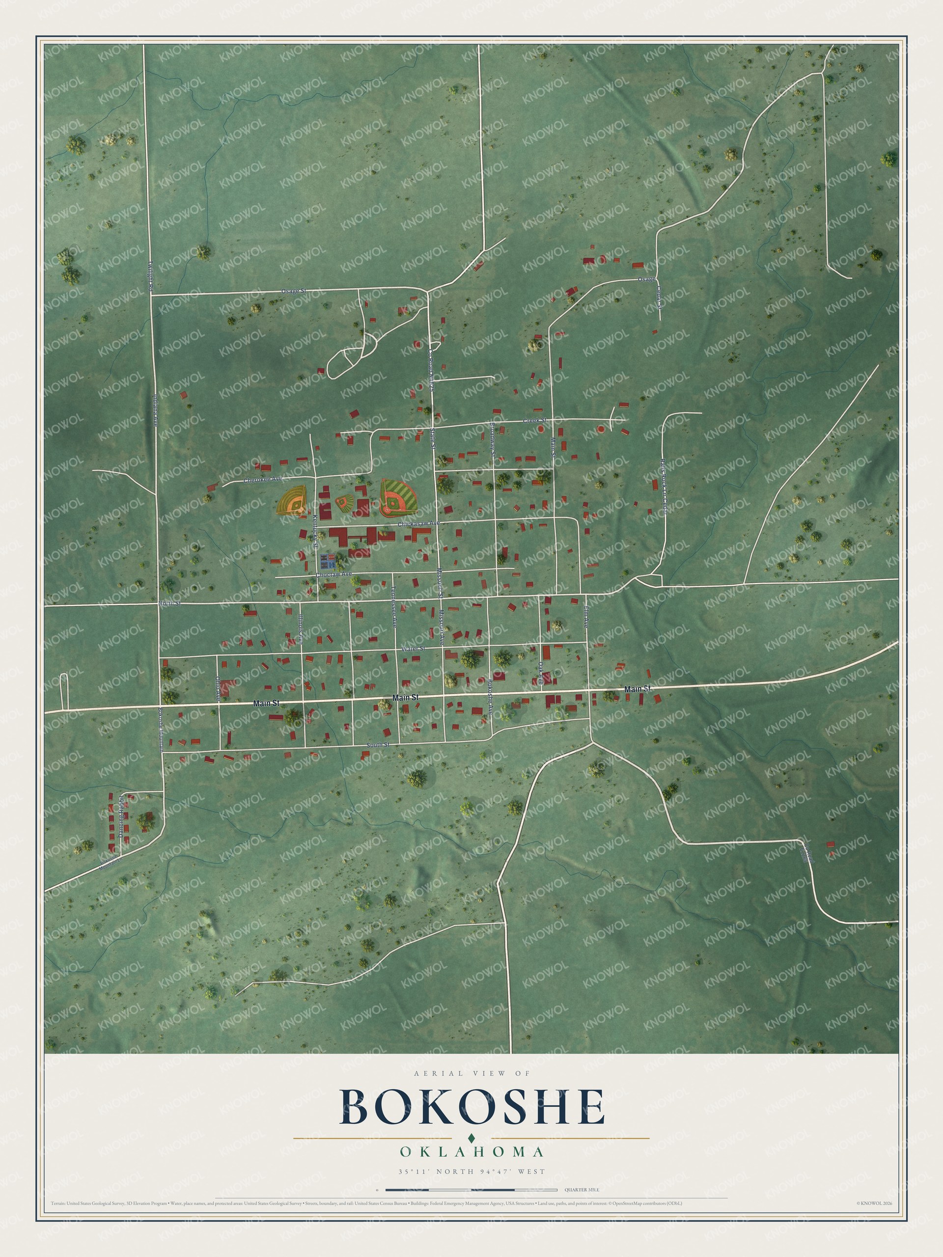 Watermarked full-map preview of Bokoshe, Oklahoma