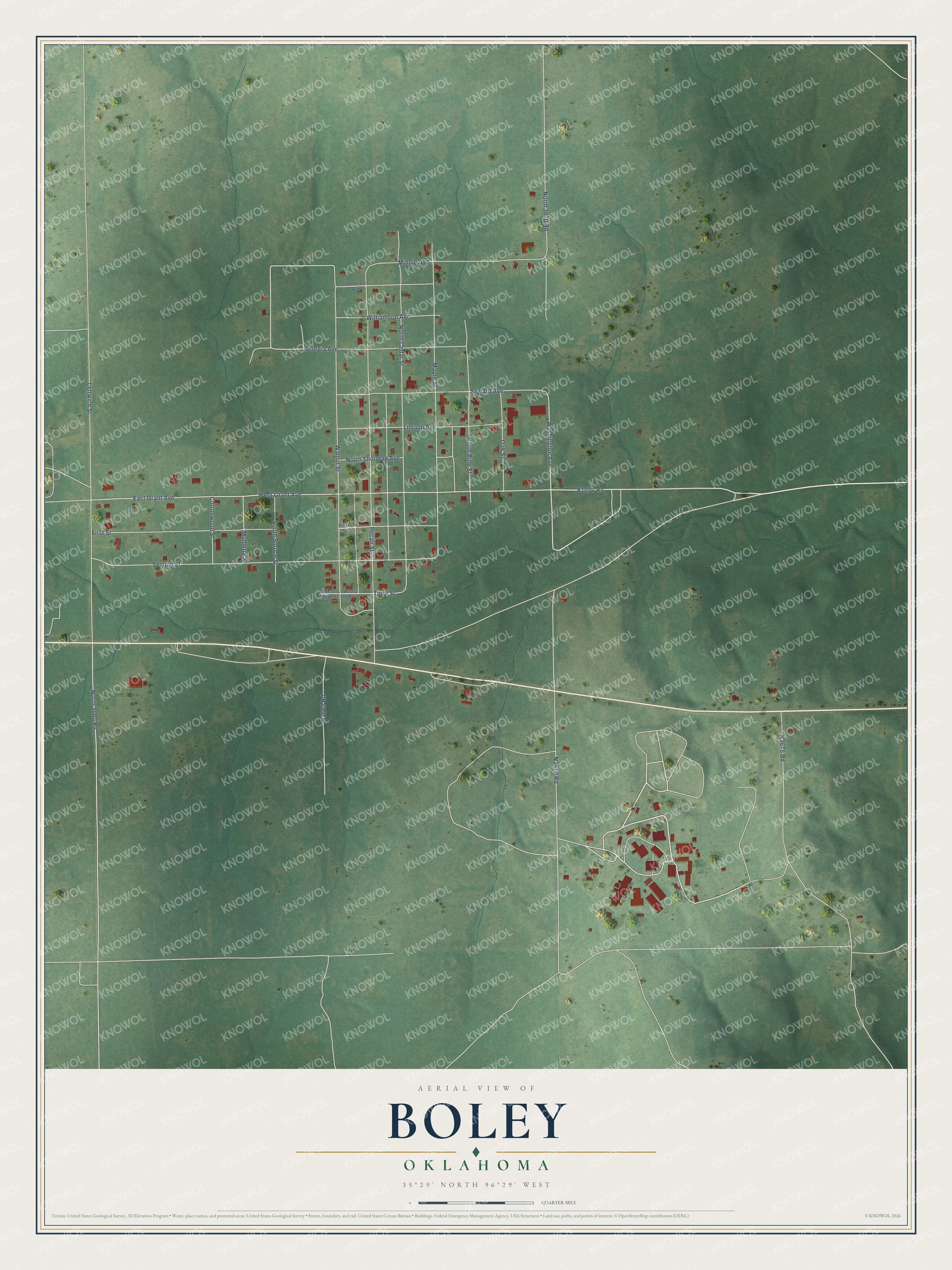 Watermarked full-map preview of Boley, Oklahoma