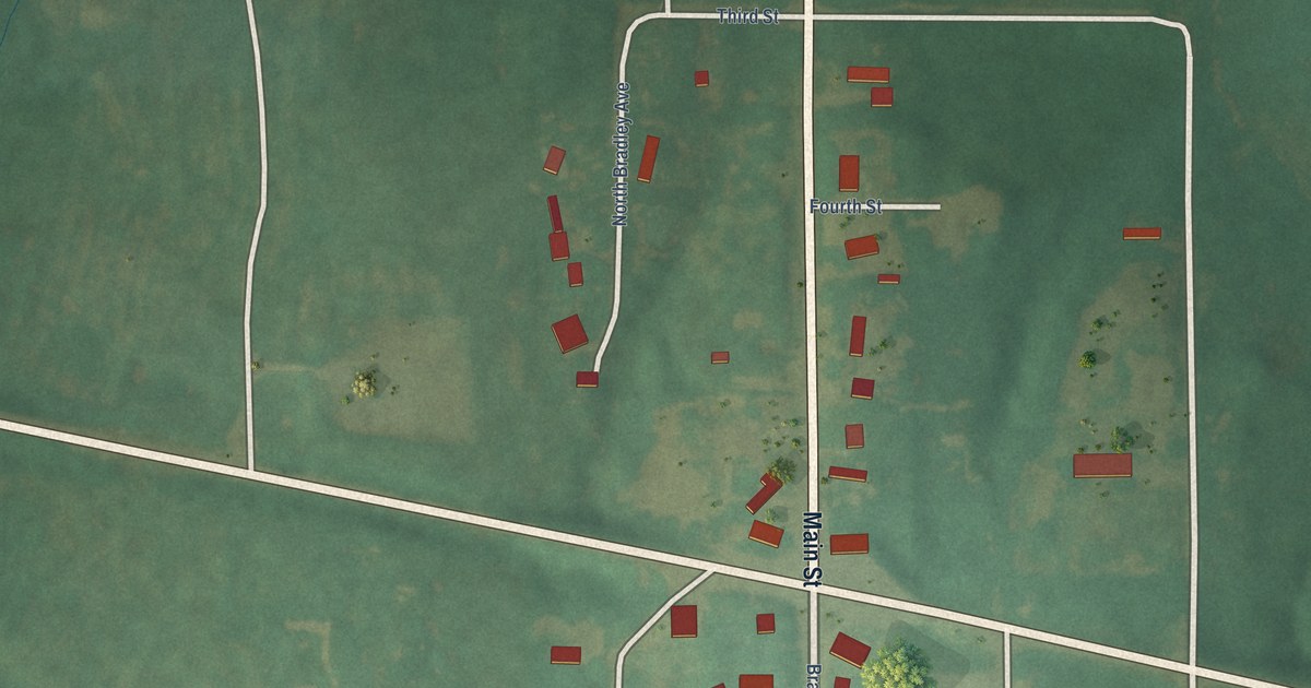 Map of Bradley, Oklahoma in 2026
