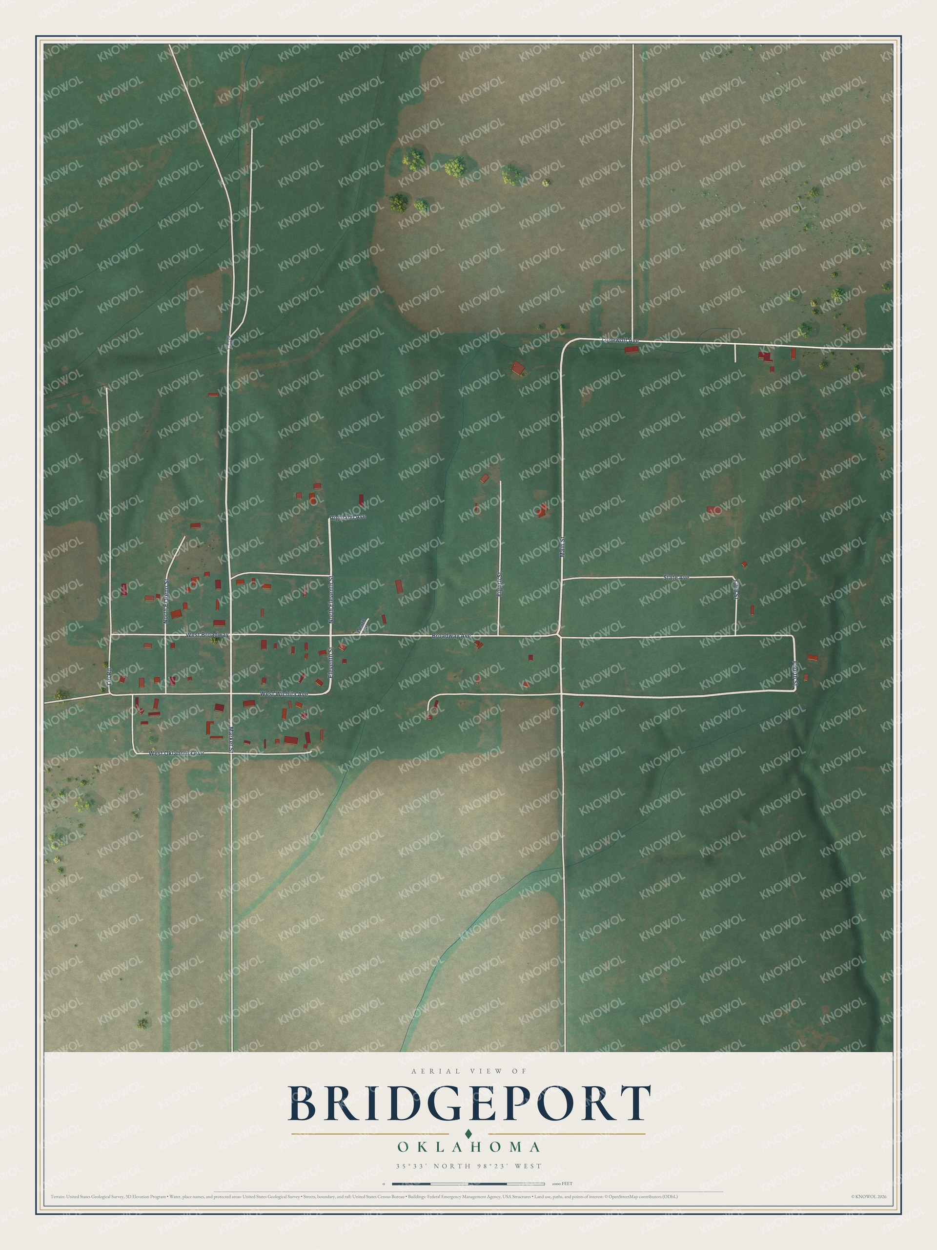 Watermarked full-map preview of Bridgeport, Oklahoma