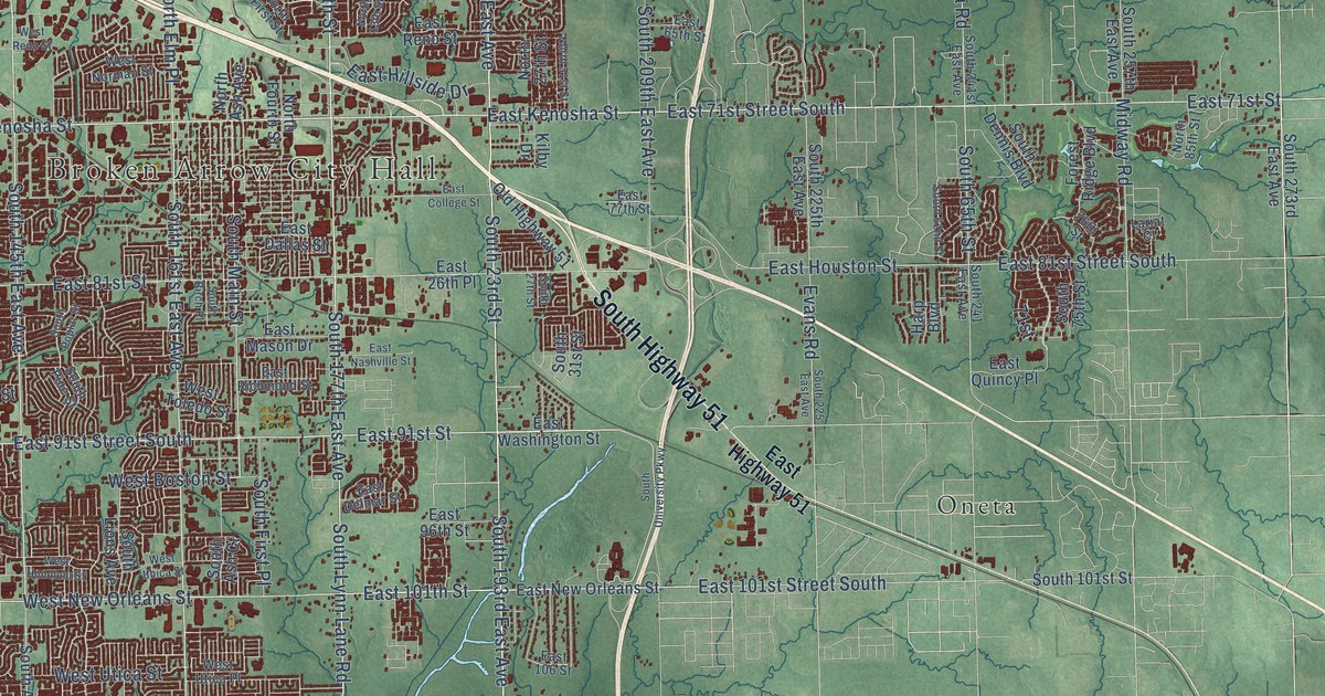 Map of Broken Arrow, Oklahoma in 2026