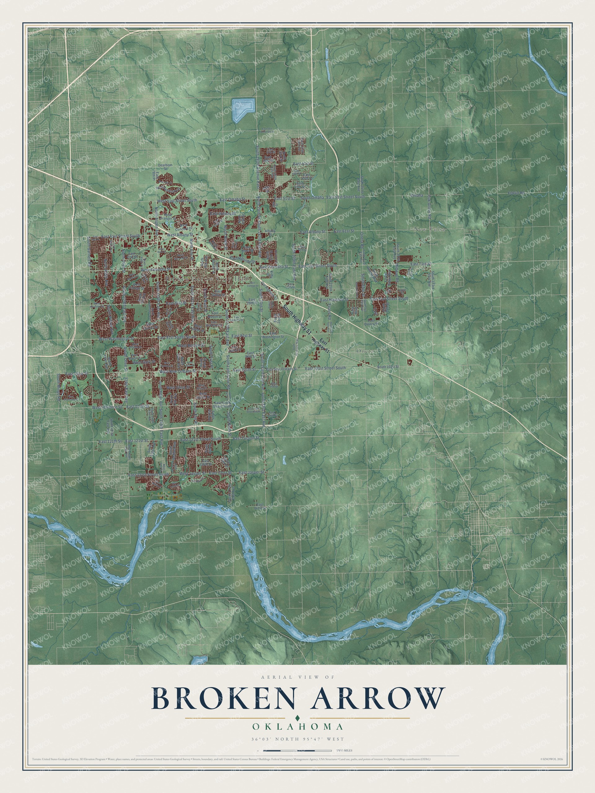 Watermarked full-map preview of Broken Arrow, Oklahoma