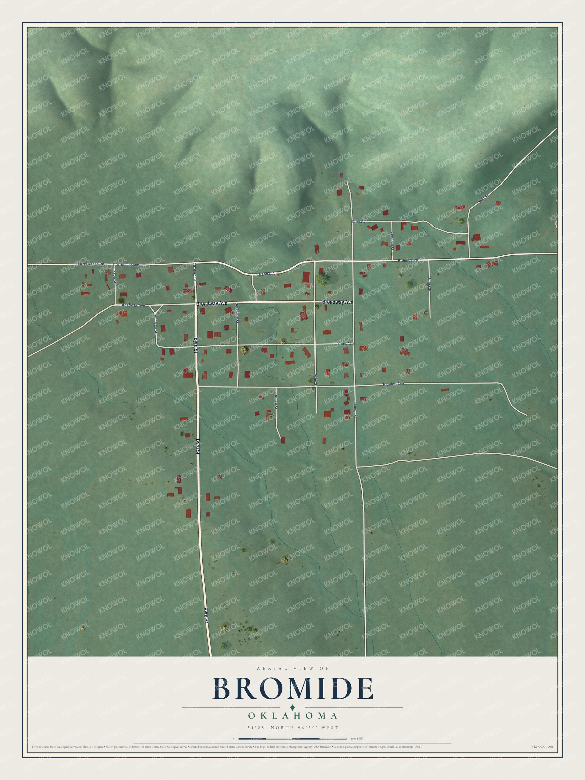 Watermarked full-map preview of Bromide, Oklahoma