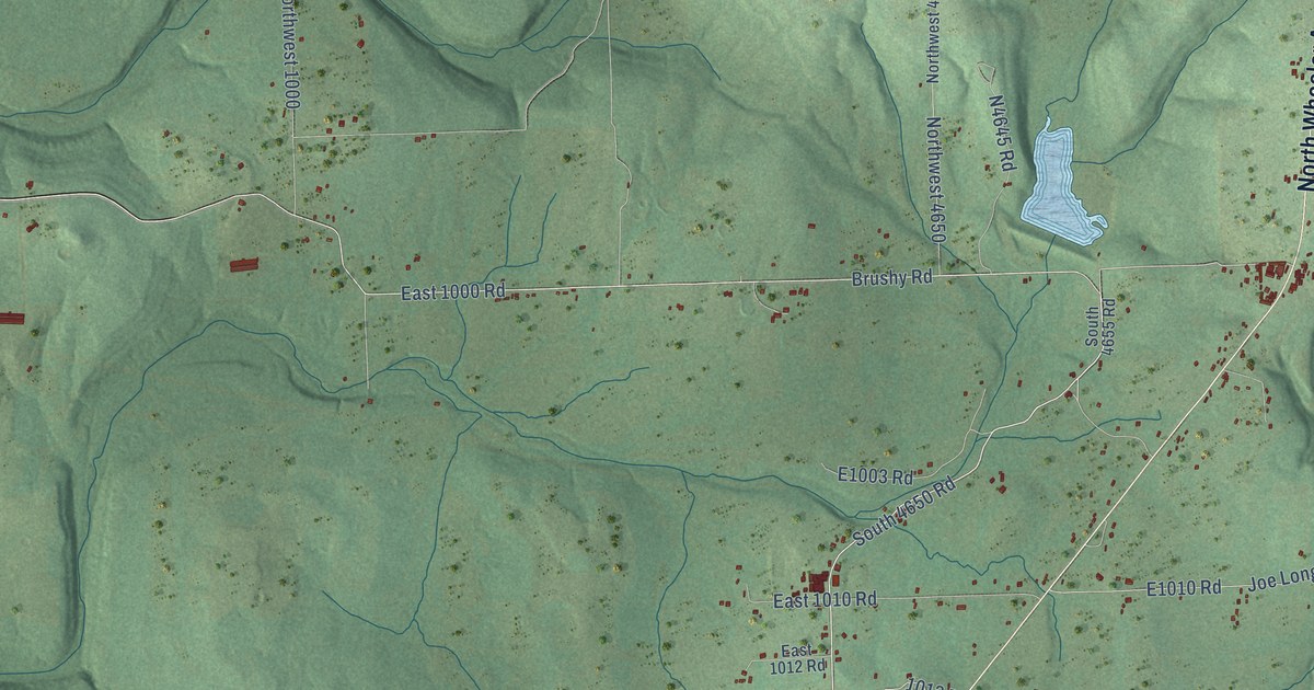 Map of Brushy, Oklahoma in 2026