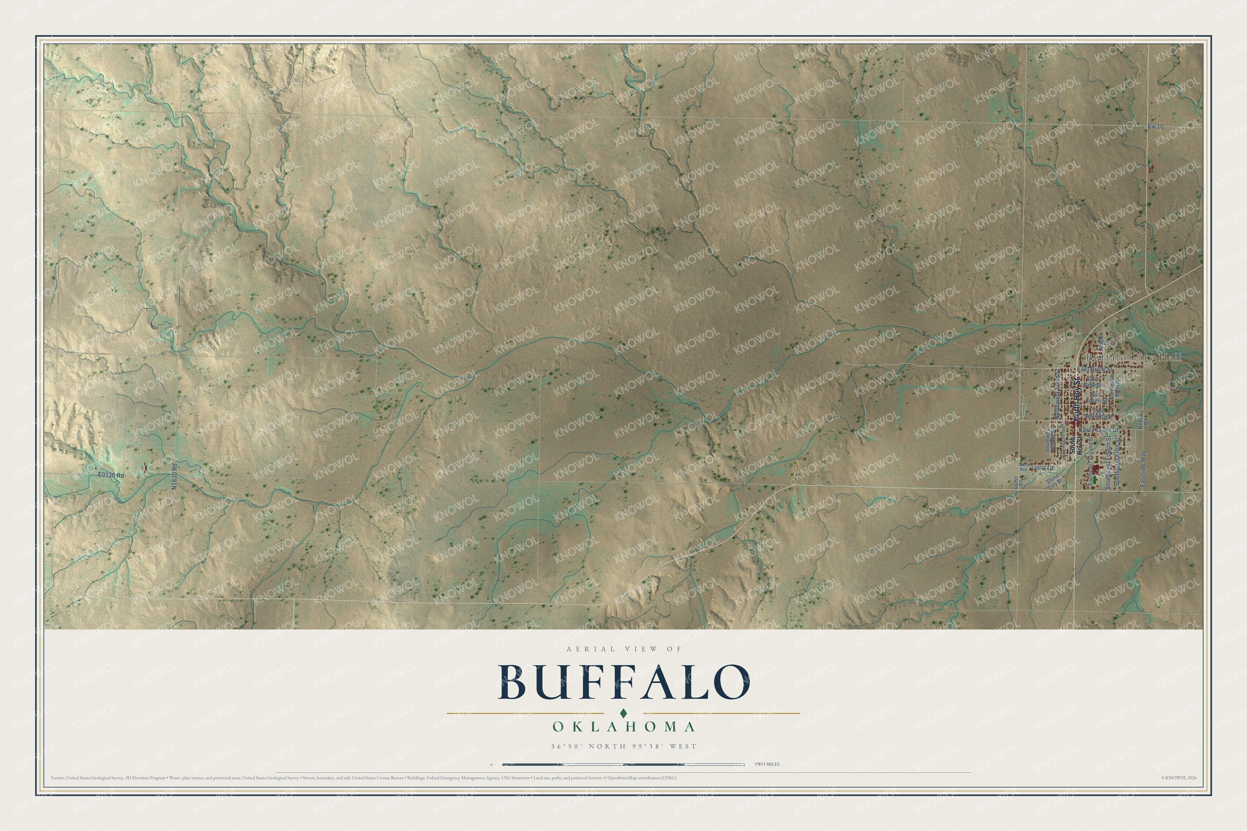 Watermarked full-map preview of Buffalo, Oklahoma