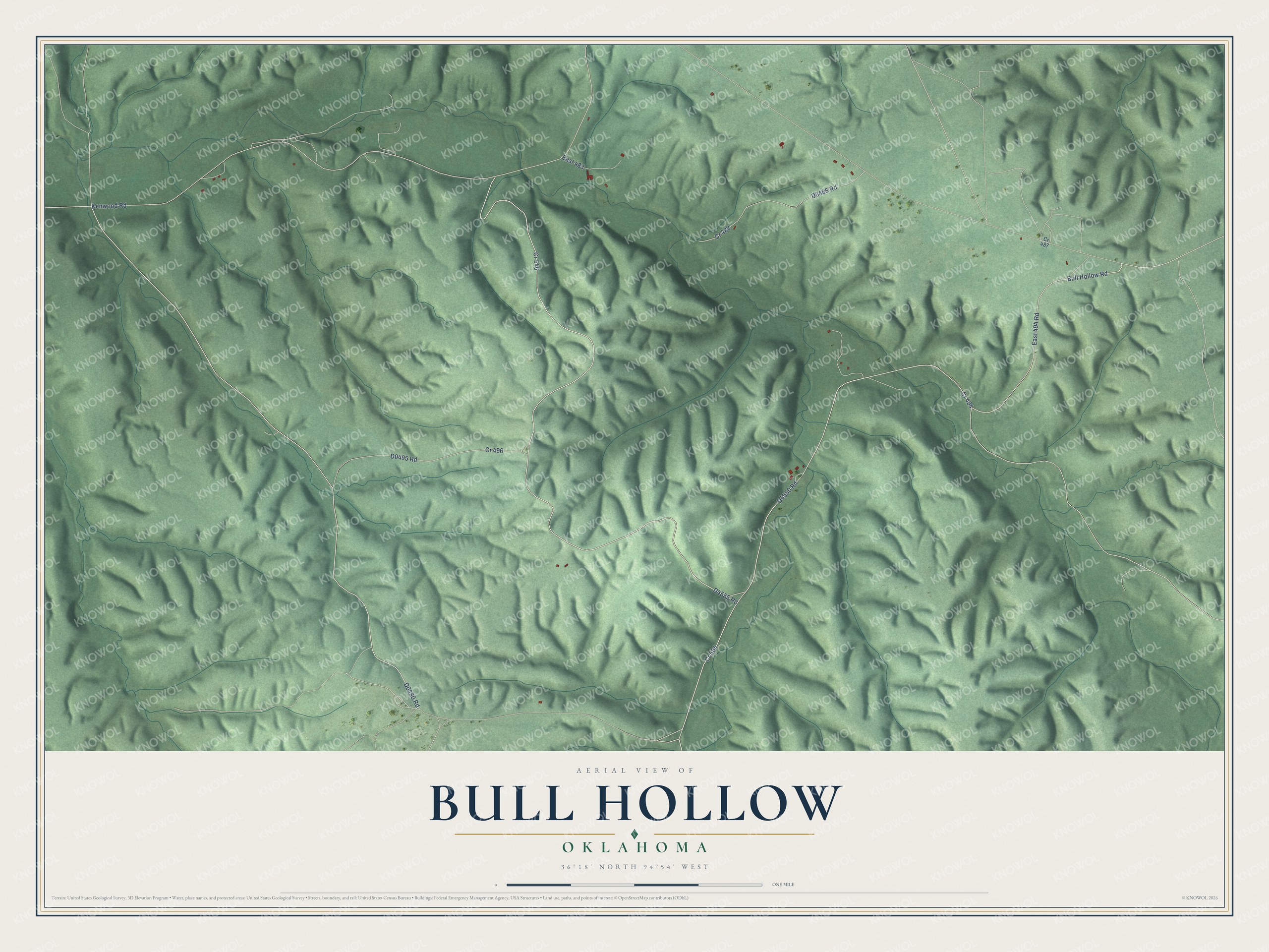 Watermarked full-map preview of Bull Hollow, Oklahoma