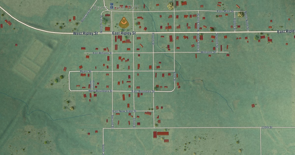 Map of Byars, Oklahoma in 2026