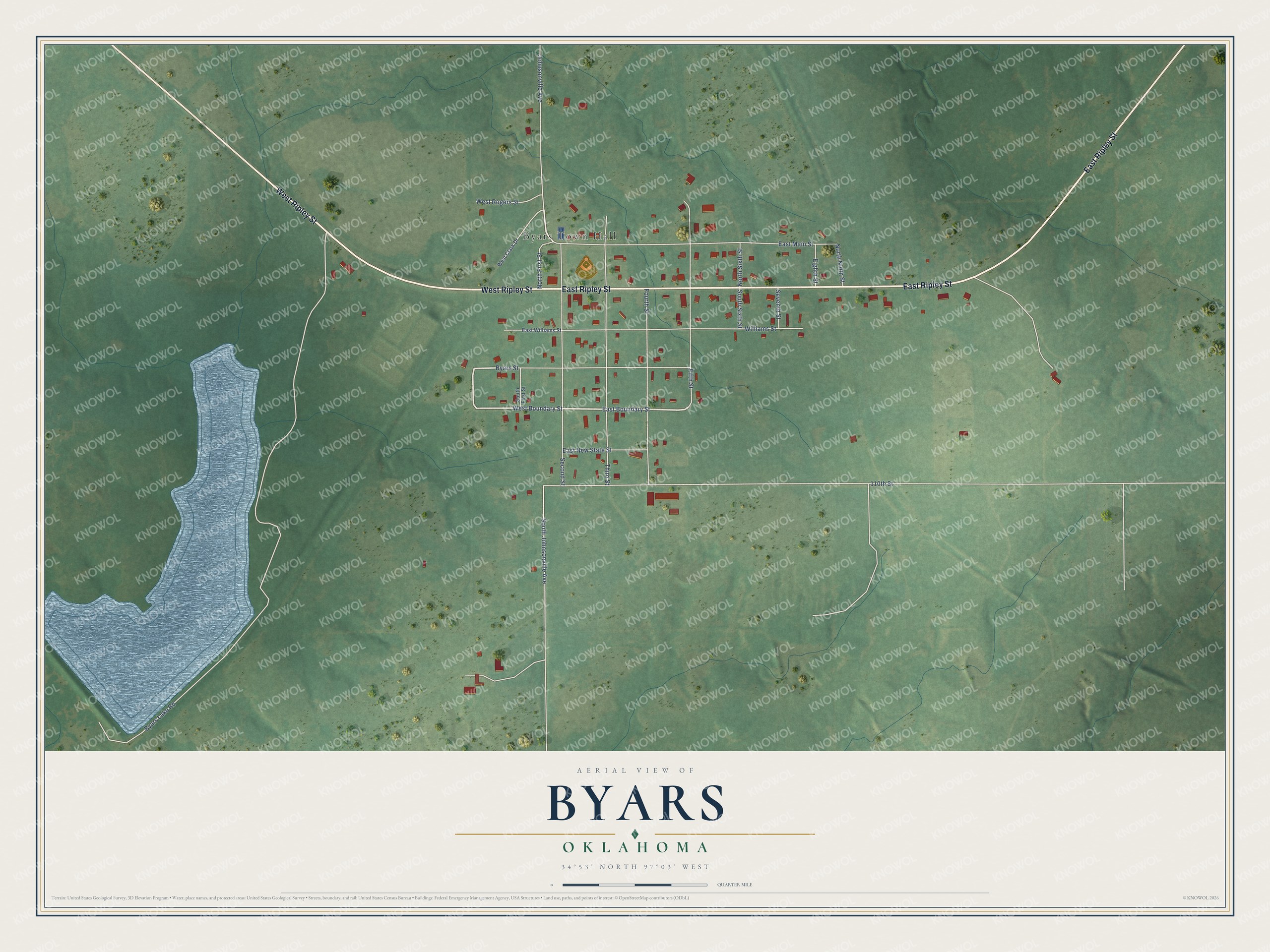 Watermarked full-map preview of Byars, Oklahoma