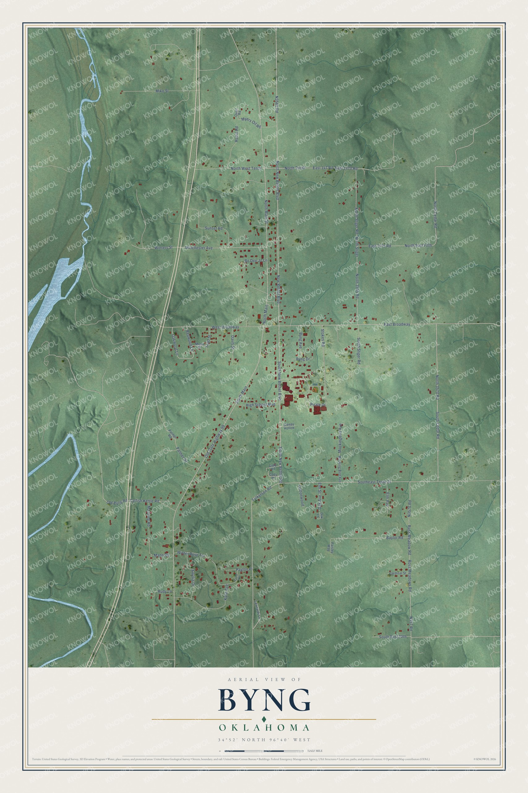 Watermarked full-map preview of Byng, Oklahoma